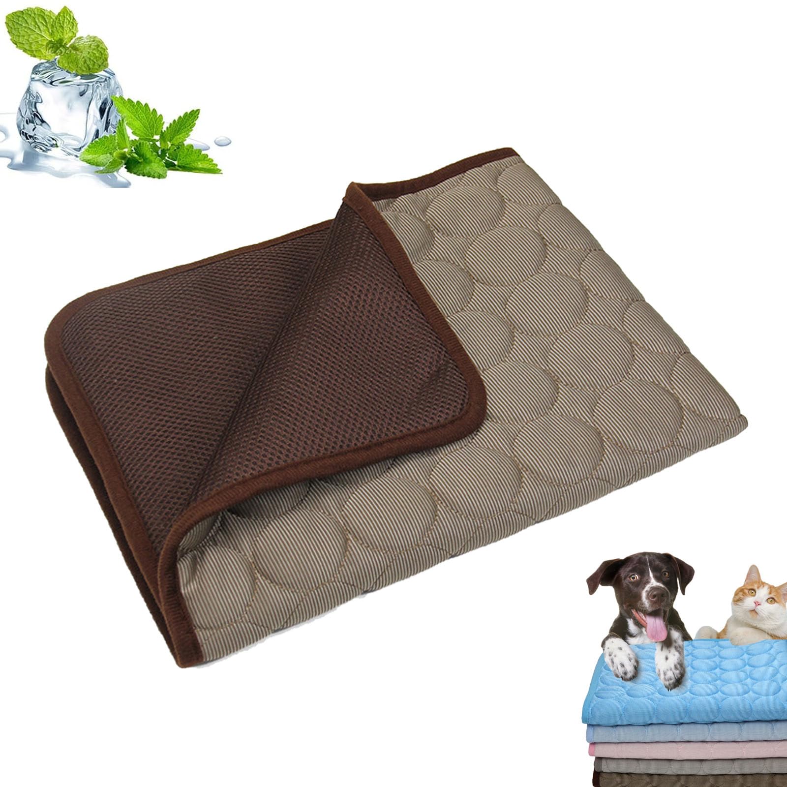 Femfun Dog Cooling Mat, 2025 Upgrade Pet Cool Mat for Dogs Cats, Washable pet Cooling pad, Foldable Dog Pet Cool Blanket for Indoor/Outdoor (Brown,