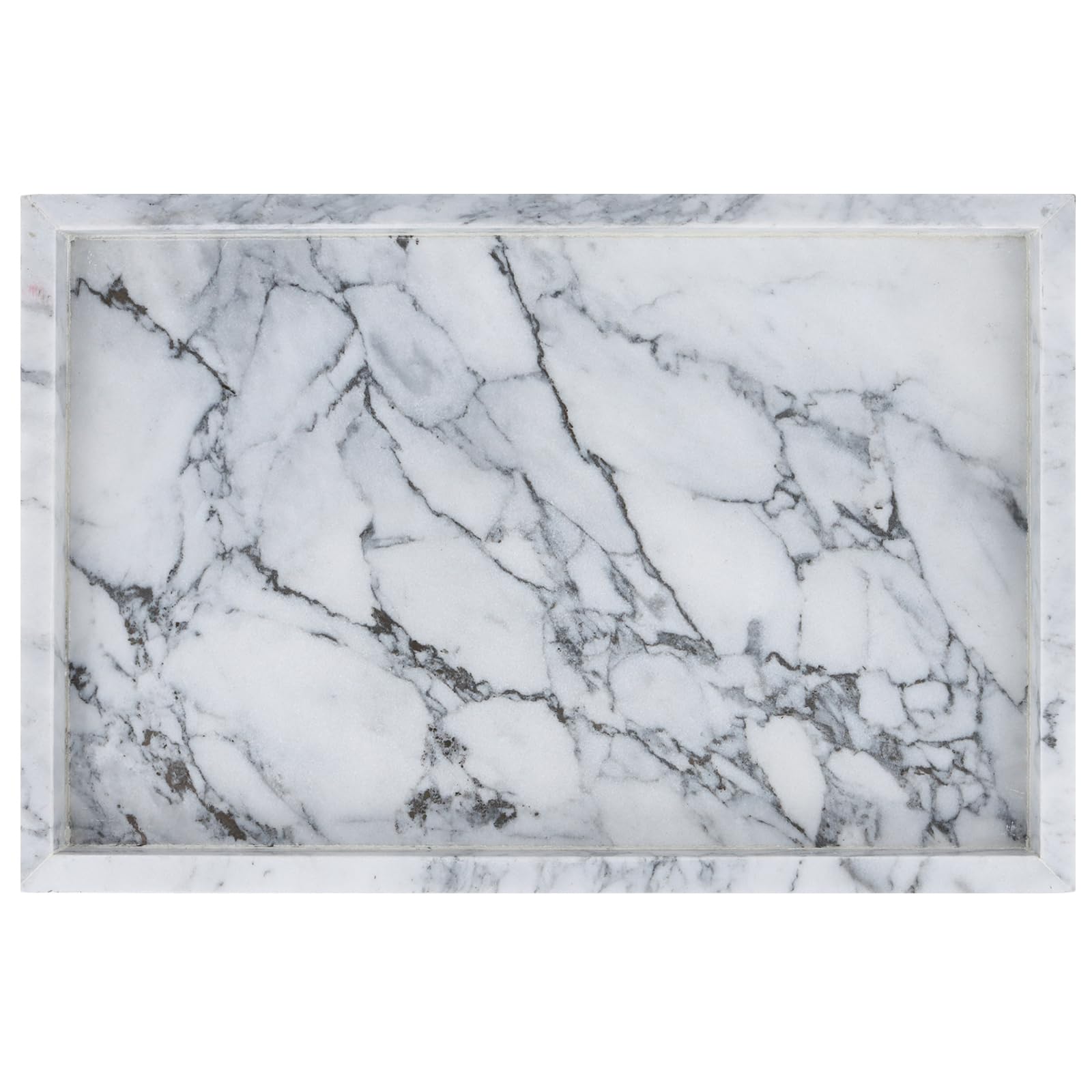 Plateau de Rangement rectangulaire en marbre Gris 30 x 20 x 3 cm pour Cuisine, Salle de Bain, Commode, Restaurant