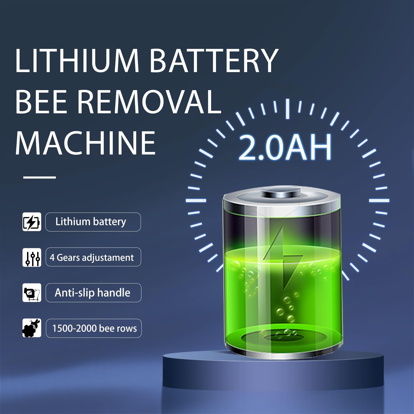 Elektrischer Bienen-Shaker, tragbarer kabelloser Bienenrahmen-Shaker mit Hebeklemme, 4 einstellbare Geschwindigkeiten für effiziente Imkerei und Honigernte