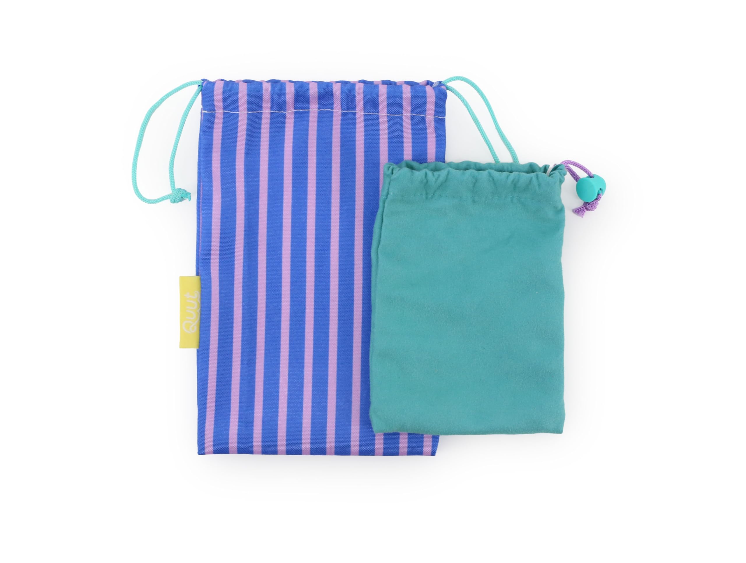 Quut - Jeu de Voyage 2 en 1 Petits Chevaux & Morpion pour Enfants dès 3 Ans - réversible - imperméable - Microfibre - 18 pions en Silicone - 2 dés - avec Pochette
