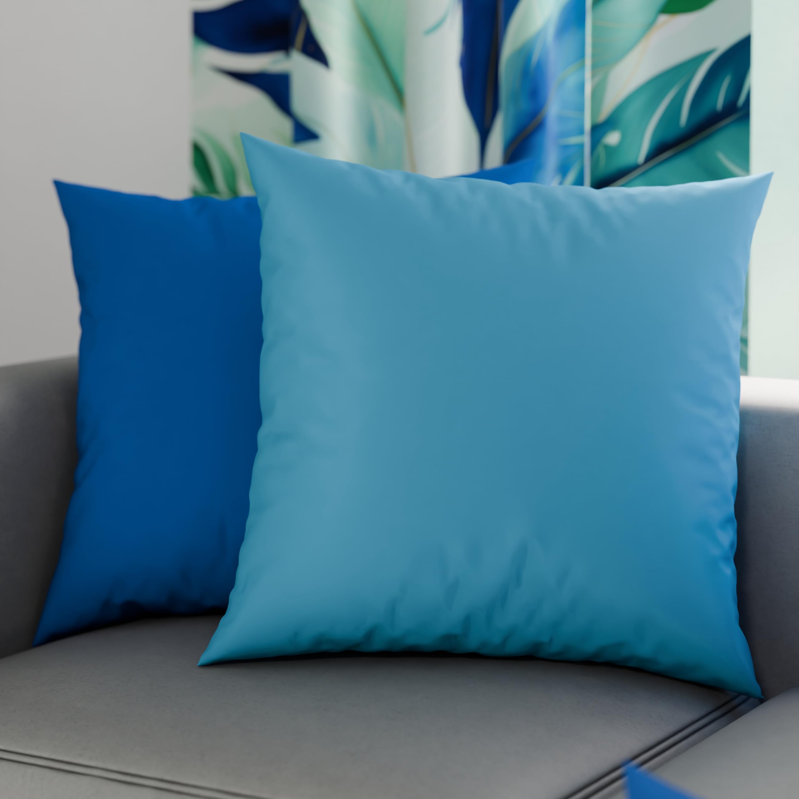 PETTI Artigiani Italiani - Pair of 60x60 cm Microfiber Pillowcases, Bedroom Cushions, Sofa, Set of 2 Cushion Covers, Blue and Light Blue Double Face Pillowcase โ image 1