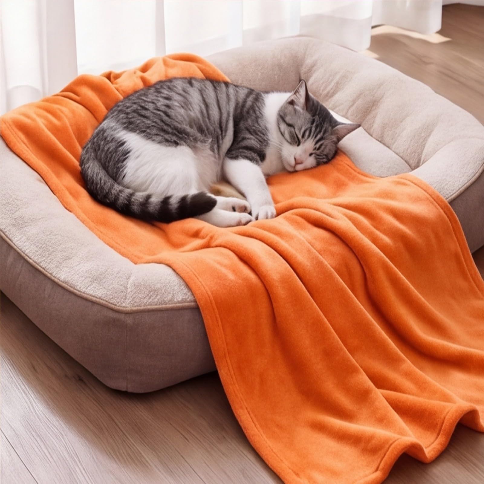 Flauschdecke 170 x 235 cm Weich & Waschbar Warme Sofa Decke Geeignet für Alle Jahreszeiten für Sofa Schlafzimmer, Orange