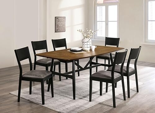 Miniatura 6 de Juego de 2 sillas de comedor modernas de mediados de siglo para habitación, mesa de cocina, juegos de sillas de asiento de cuero sintético de madera