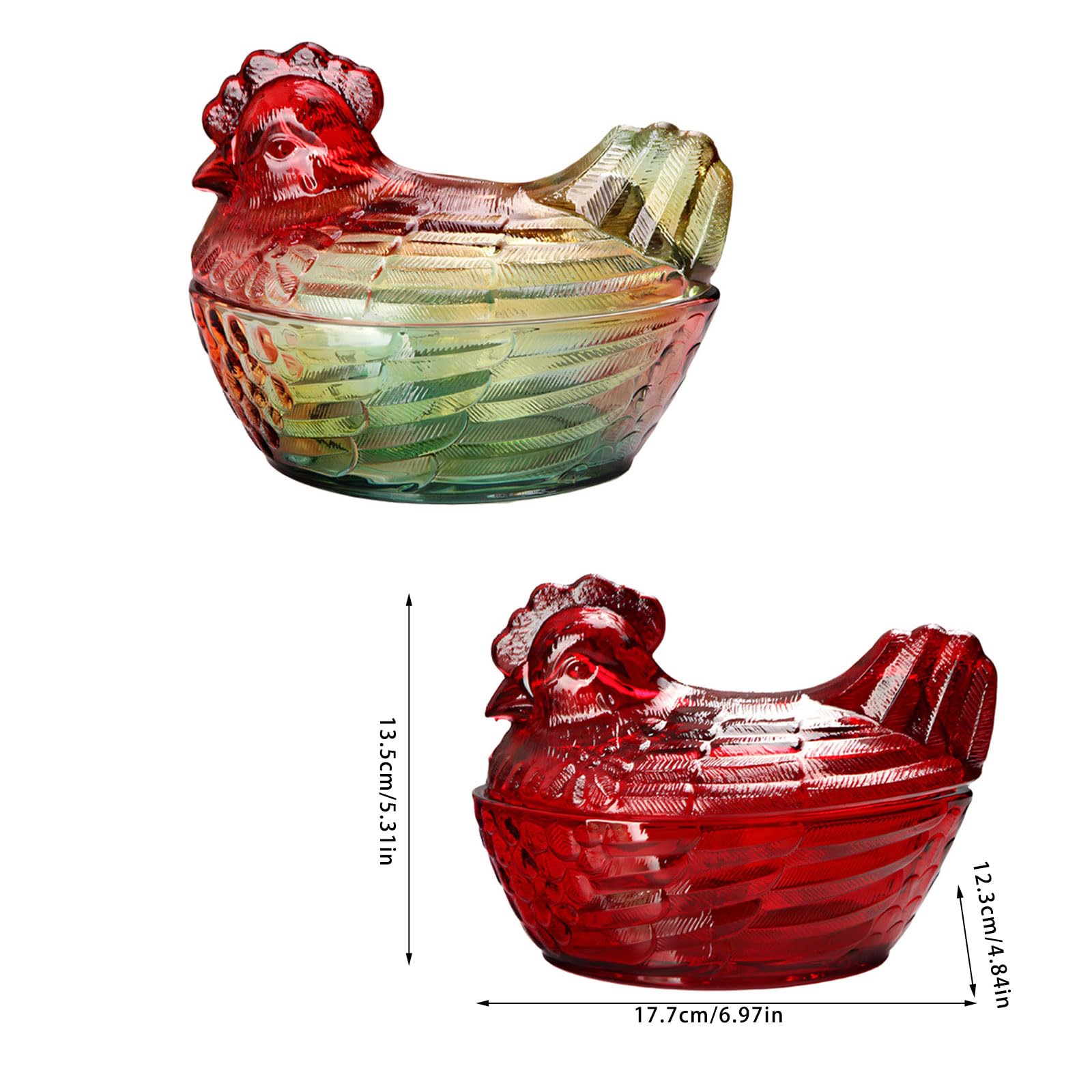 Greabuy Elegante Vorratsdose aus Glas in Hühnerform mit Deckel für Süßigkeiten Nüsse Heimdekoration Küche Esszimmer dekorativer Süßigkeitenbehälter