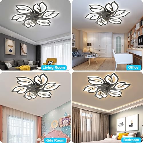 Miniatura 7 de Ventilador de techo sin aspas de 25.6 pulgadas con control remoto de luces, modernos ventiladores de techo de perfil bajo con luces, regulable, 3