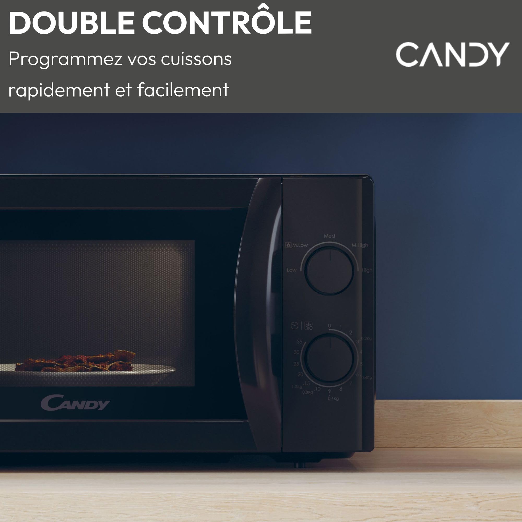 Candy Idea CMG20SMW Four Micro-ondes 700 W 20L, Fonction Gril, Fonction Décongélation, Plateau Tournant 25,5cm, 5 Niveaux de Puissance, Blanc