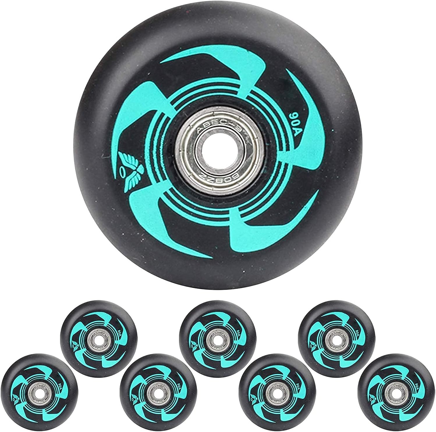 8 Pack 90A Replacement Inline Skates Wheels ​for Single Wheel Sneaker Shoes, Wheels with ABEC-9 Bearings, Outdoor Replacement PU Wheel,Green,80 mm