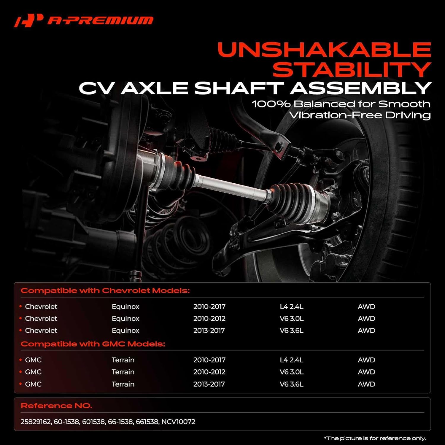 A-Premium CV Axle Shaft Assembly Compatible with Chevrolet Equinox & GMC Terrain 2010-2017, 2.4L 3.0L 3.6L, AWD, Rear Left Driver Side, Replace# 25829162