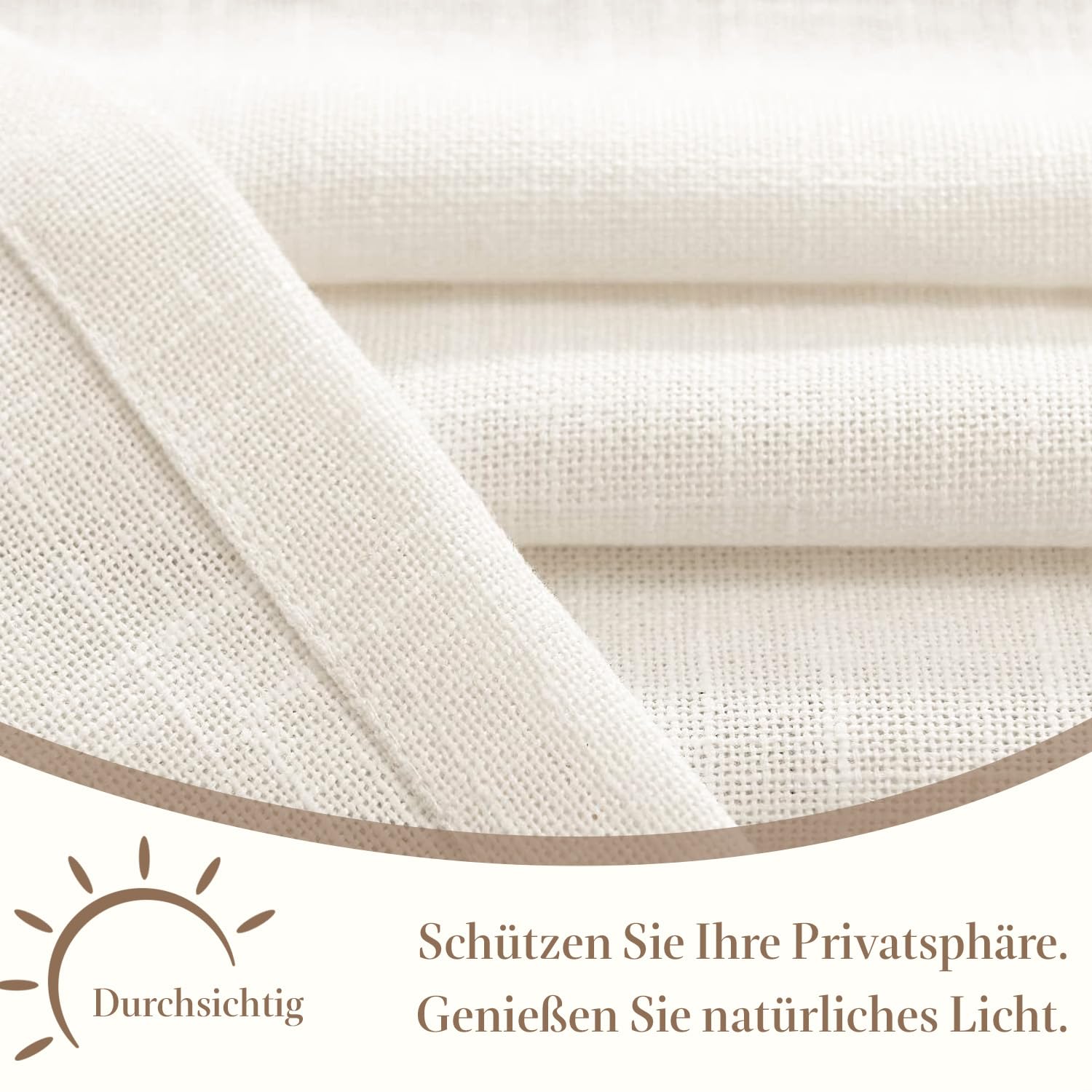 TOPICK Scheibengardinen Cream Weiß Leinenoptik Bistrogardine für Wohnzimmer Küche Fenster Lichtdurchlässig Küchenvorhänge Kurz Gardinen Moderne Landhaus Scheibengardinen Tunnelzug 2er Set 65x60 cm