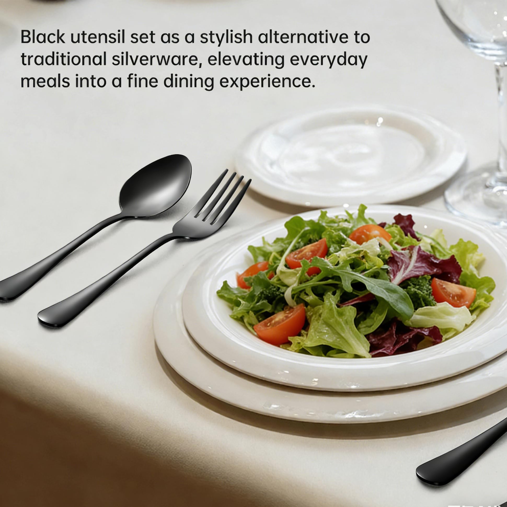 Salad forks stainless steel 12pcs 6.8inch black silverware Mirror Polished — Amazon image 7