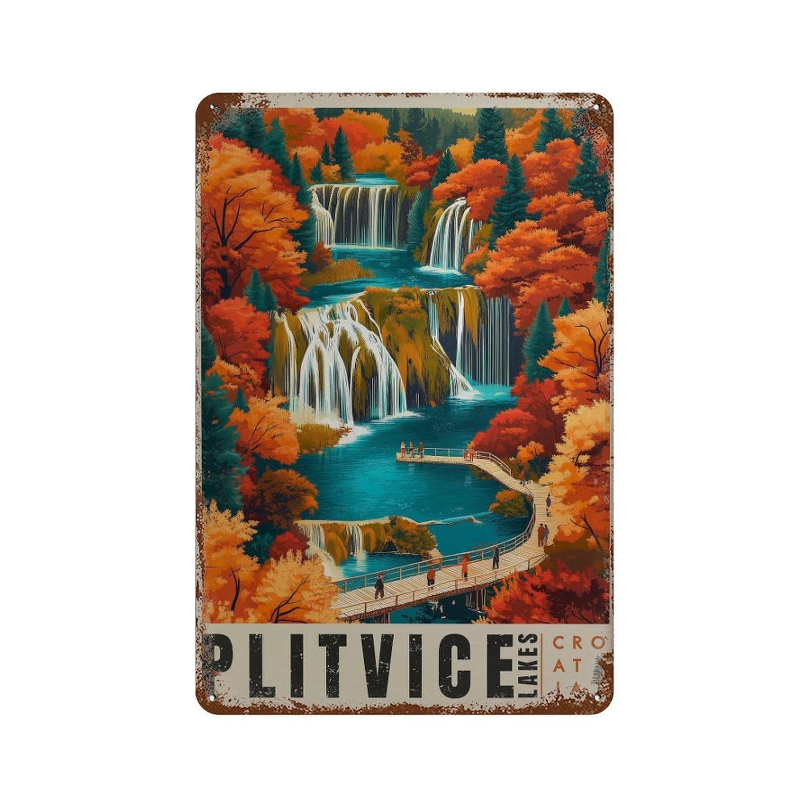 xiaoxiaoshen Plitvice Lakes Croatia Travel National Park Wall Decor Art Metal Tin Poster Modern Home Decor Art Home Bar Shop Decorations Vintage Sign 30x20cm