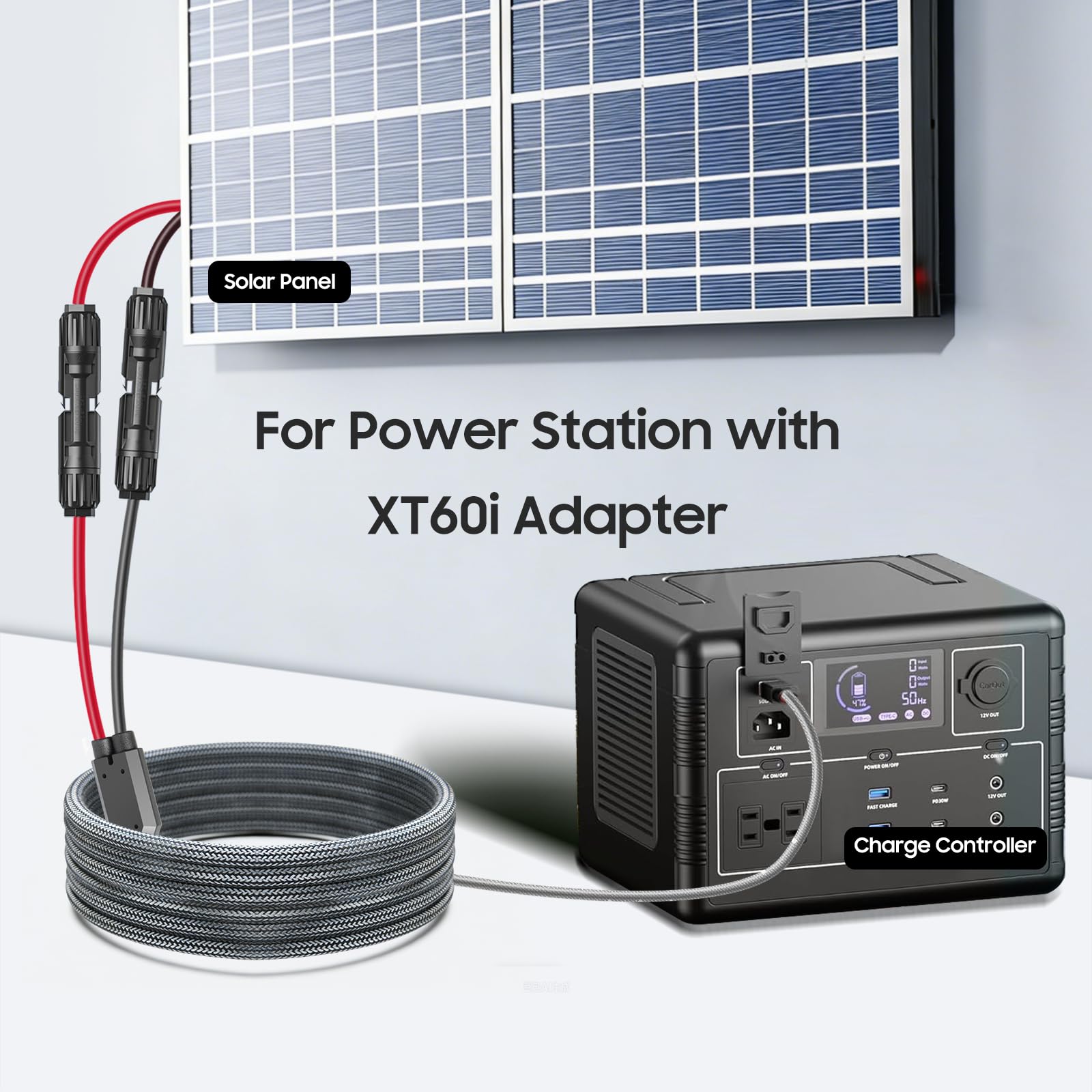 KFD Cable solar de 5 m con conector xt60i, cable de extensión XT60i, cable de carga solar para ancla Sólix F2000 C1000 C300 EcoFlow Delta/River 2 Bluetti portátil estación de alimentación 16 AWG
