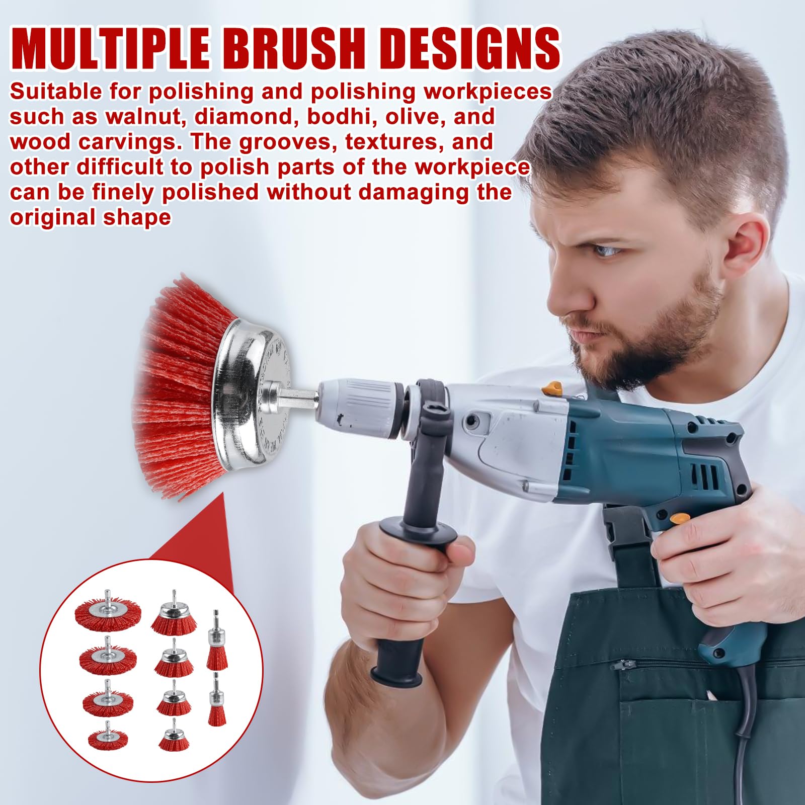 10 spazzole in nylon, filo di nylon con attacco esagonale da 1/4", per trapano, 6 misure, set di spazzole in nylon per rimuovere ruggine e filo abrasivo