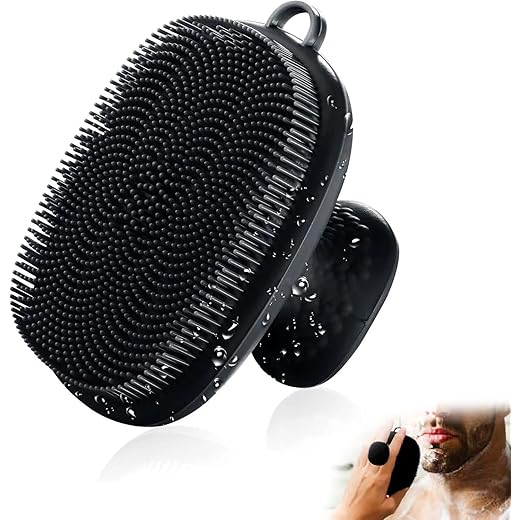 VWMYQ Face Scrubber, Silicone Face Scrubber for Men Facial Cleansing Brush Silicone Face Wash Brush Manual Waterproof Cleansing Skin Care Face Brushes for Exfoliating- Black