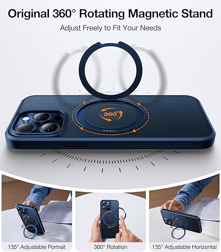 Miniatura 8 de TORRAS Funda magnética y soporte mejorados para iPhone 15 Pro probada en caídas de grado militar compatible con MagSafe funda delgada y ligera
