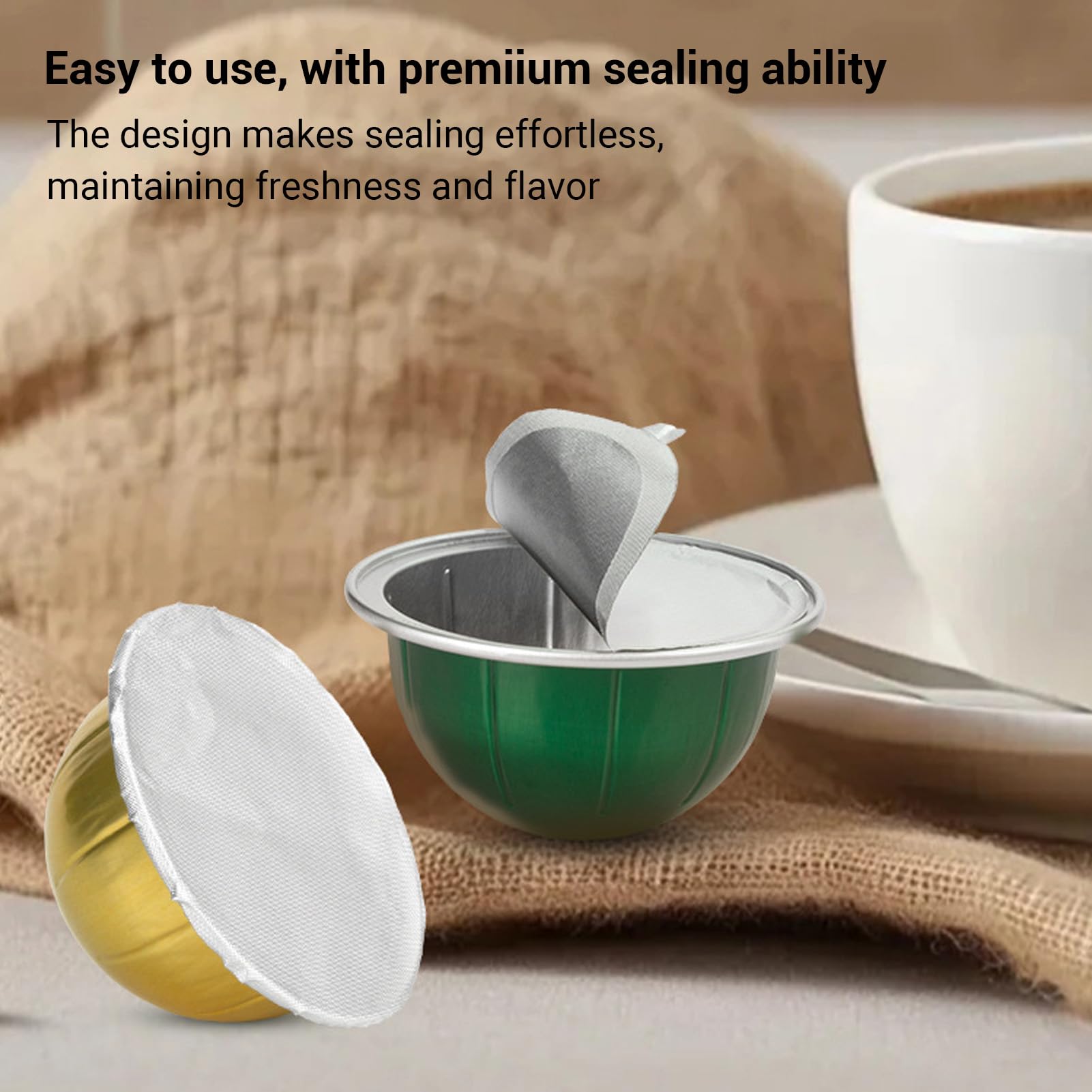 Jiawu Tapa de Aluminio de100 PCS, Calcomanías, Cápsulas de café, Calcomanías de Aluminio para Reutilizar las Cápsulas de Espressos (100MM)