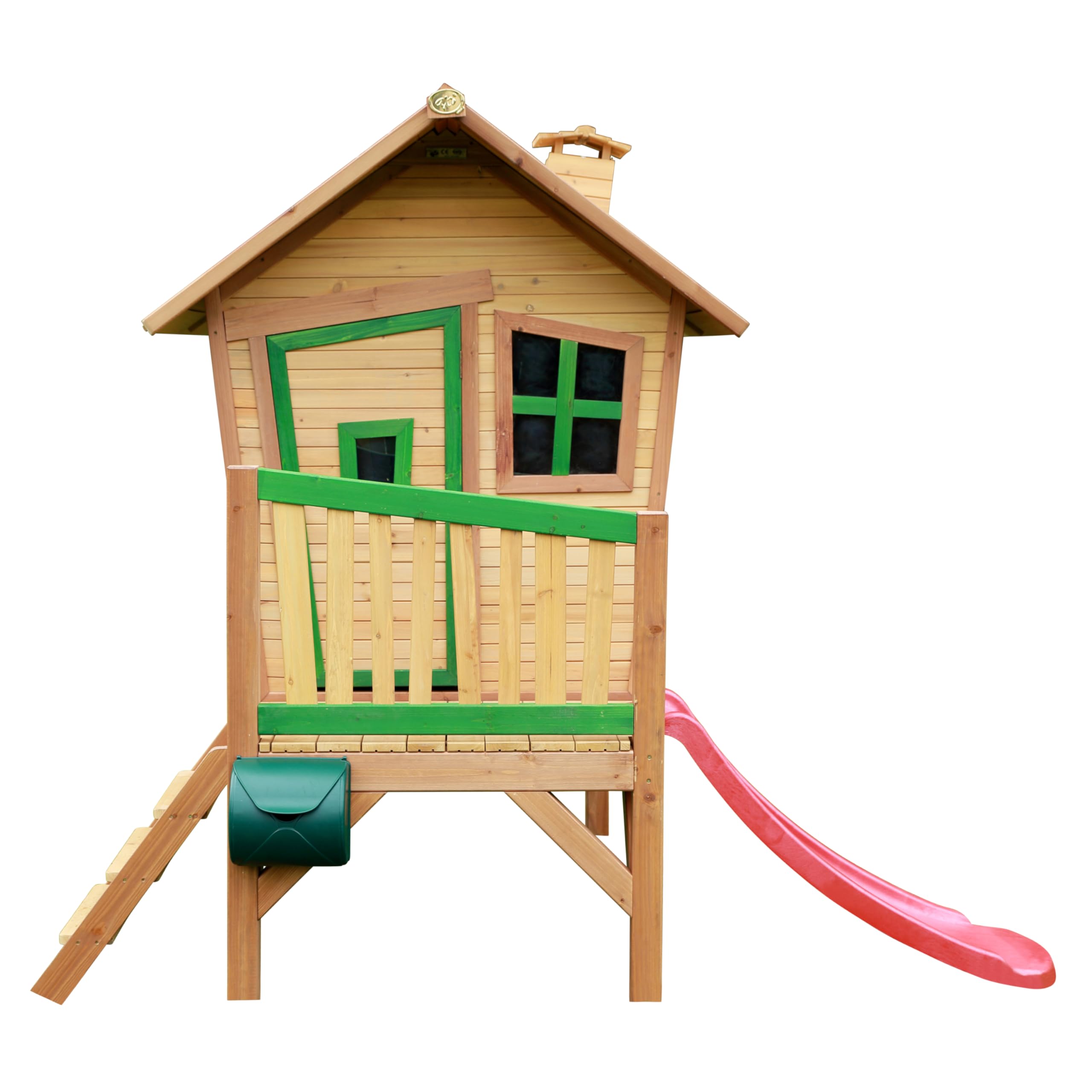 AXI Robin Casa Infantil de Madera FSC con Tobogan Rosso | Casita de Juegos para ninos de Jardin/Exterior | Parque Infantil en Marron y Verde.