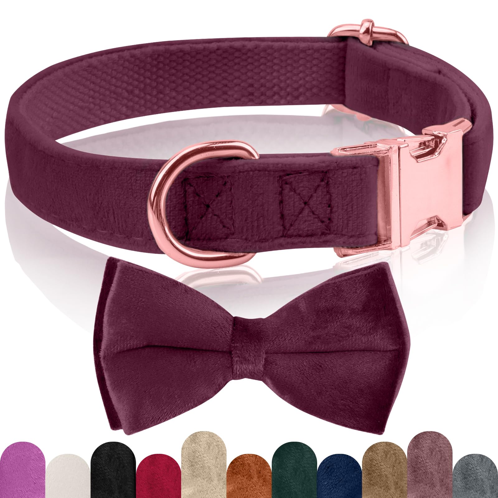 Hundehalsband Mit Fliege – Samt, Verstellbar 19-32 Cm, Mit Glöckchen Für Kleine Hunde | Schwarz, Schnellverschluss