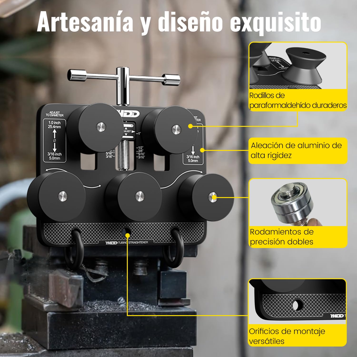Enderezador de Tubos para Diámetros de 4,7 mm a 25,4 mm, Herramienta Ajustable para Enderezar Tubos de Freno, para Tubos de Cobre, Aluminio, Acero, Tubos Doblados y Líneas de Combustible
