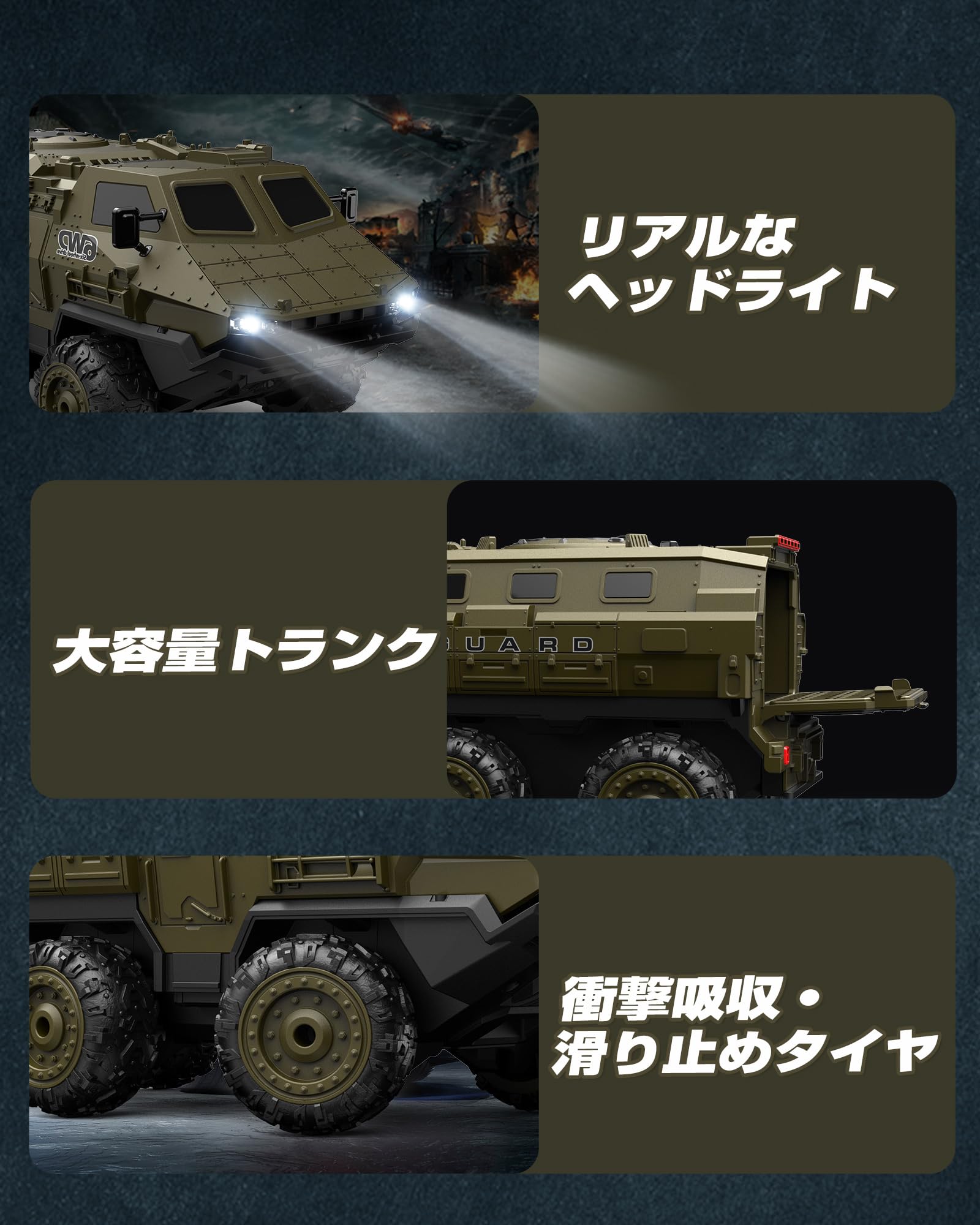 Amazon.co.jp: DEERC ラジコンカー ミリタリー 装甲車 6WD RTR