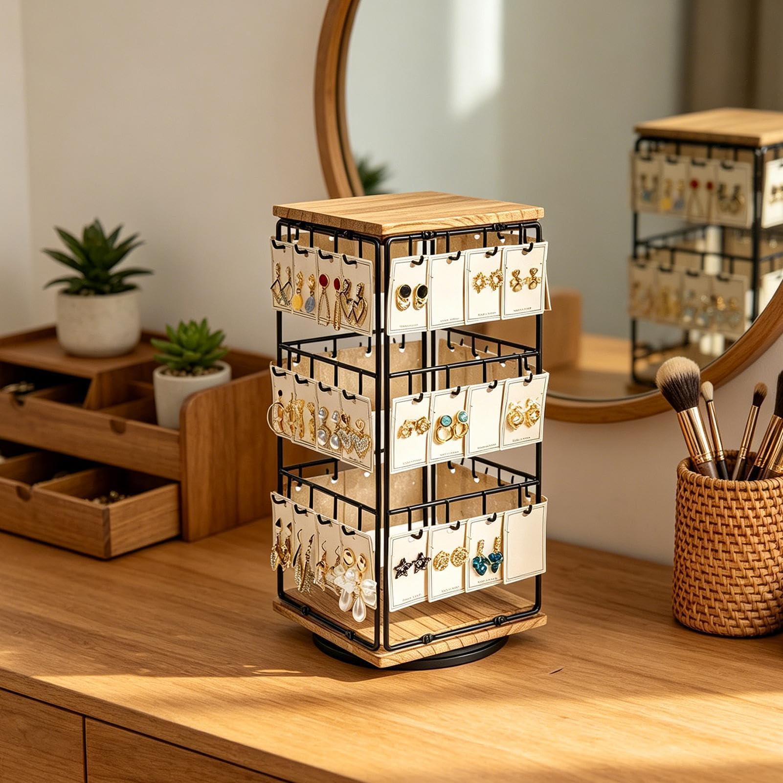 Espositore Per Orecchini Girevole A 360 Gradi Con 48 Ganci Estetico | Albero Organizer Per Orecchini Da Donna Ideale Per Bracciali Collane Casa Camera Da Comò Boutique Mercato Negozio Vendita