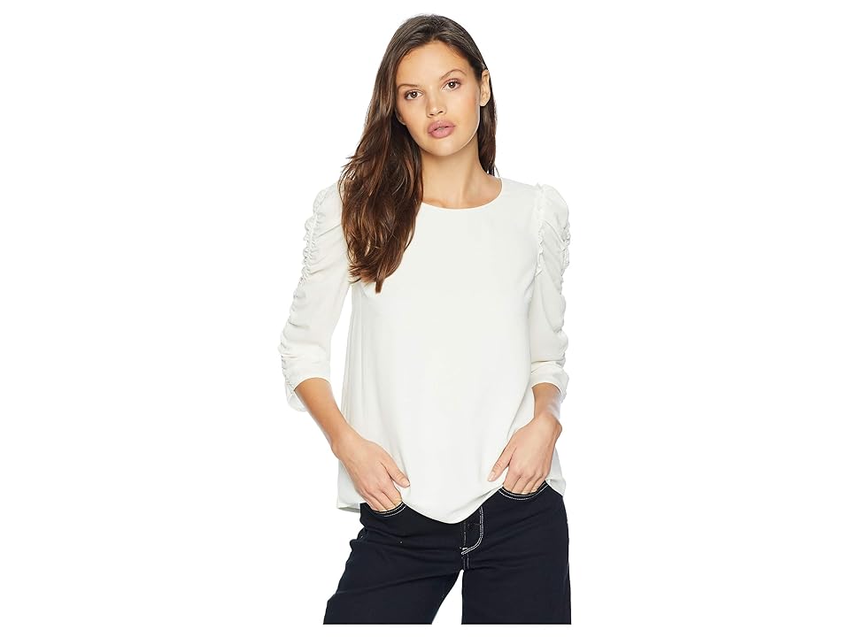 

1.STATE Ruched Sleeve Blouse (Soft Ecru) Women's Blouse