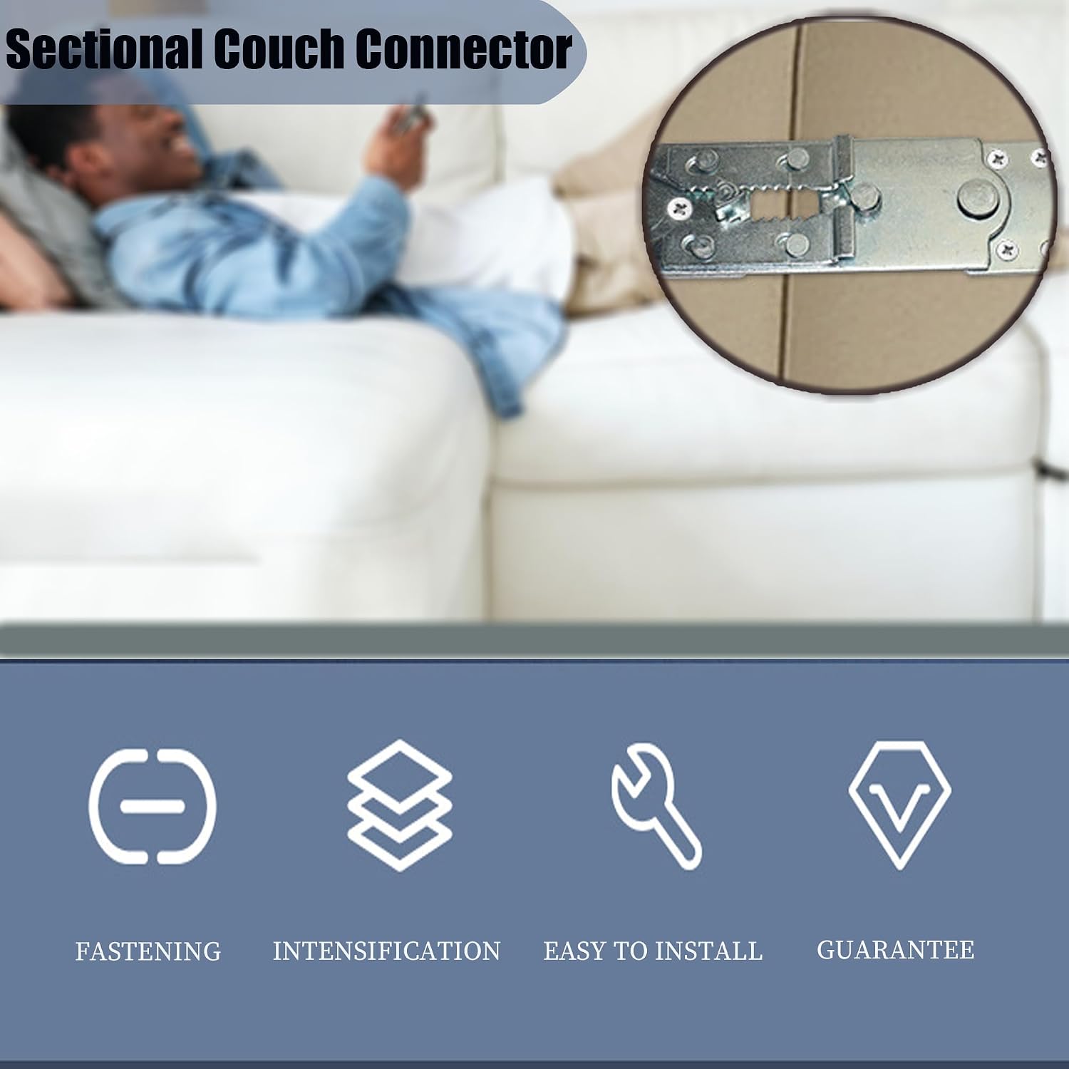 Couch Connectors - 2 Pack Heavy Duty Steel Furniture Connectors for Sectional Sofas - Couch Clamps & Clips to Keep Your Sectional Stay Together - Sofa Connector Bracket Included