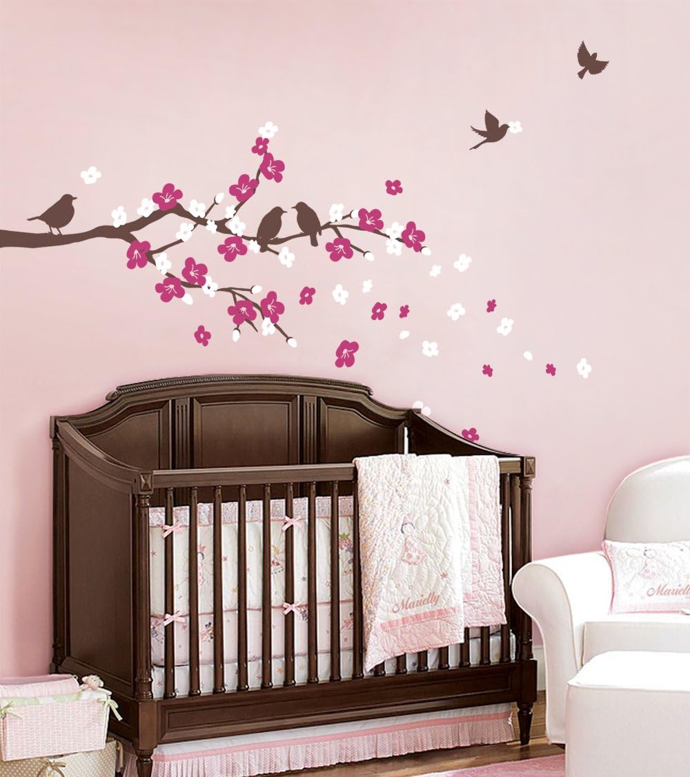 Cherry Blossom Branch Decal with Birds - by Simple Shapes ®