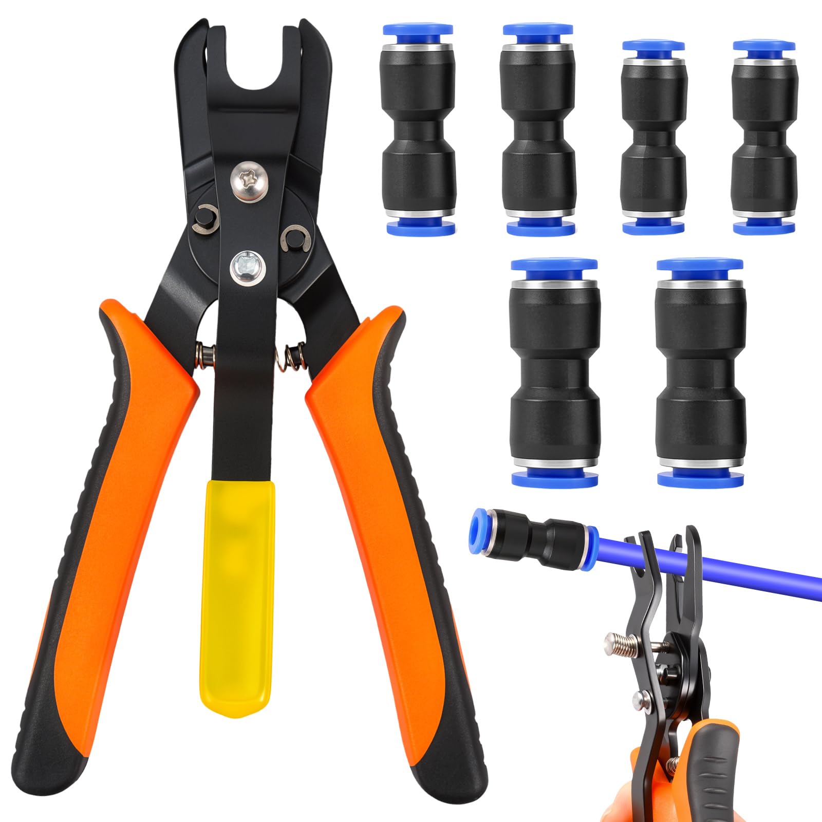 Air Line Removal Tool Pliers, Push to Connect Fittings Disconnect Tool for Air Hose, Quick Connect Pneumatic Fitting Release Plier for Automotive & Industrial Use (1/4" & 5/16" (6mm, 8mm))