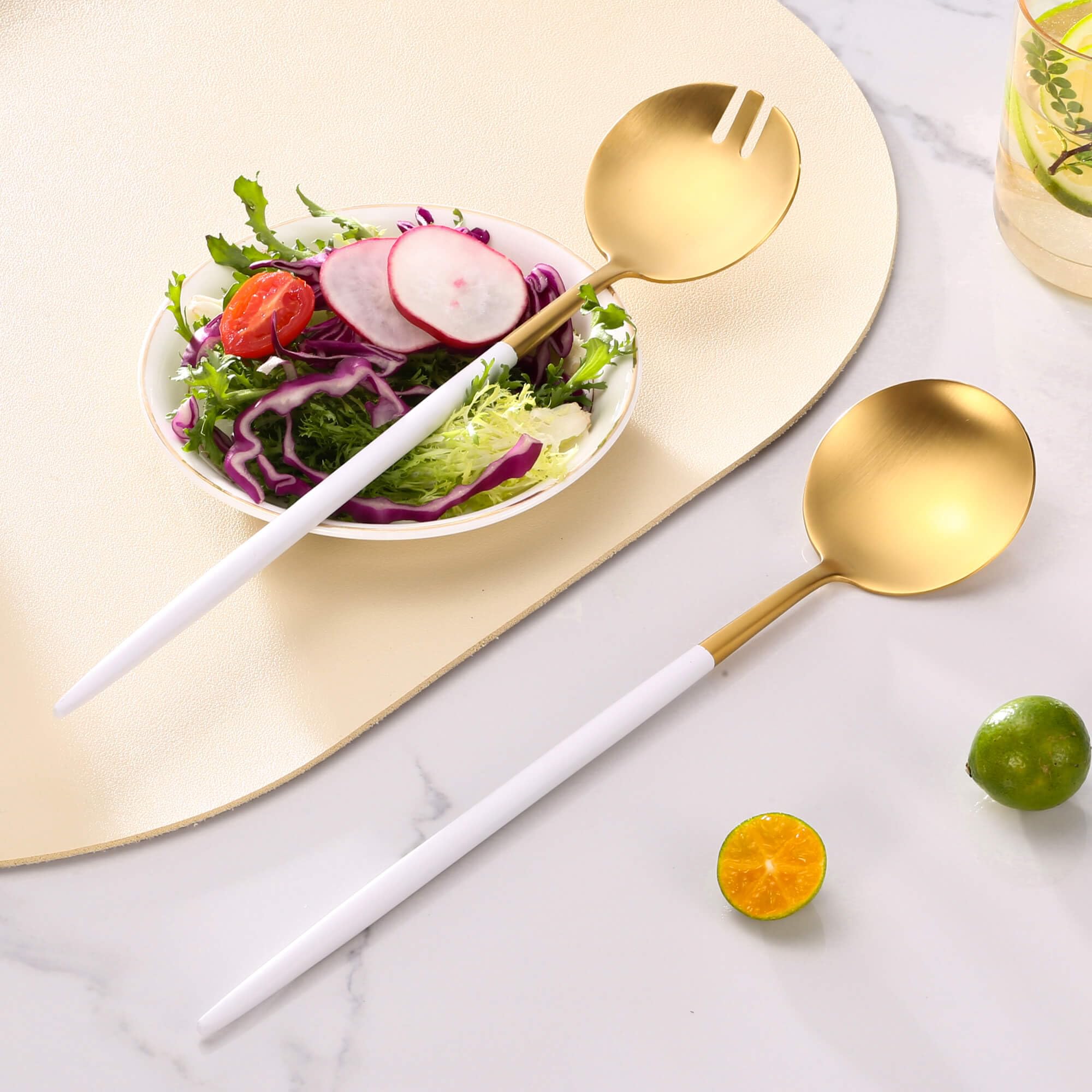 Lemeya Gold Salad Servers - Stainless Steel -3 Lemeya Gold Salad Servers - Stainless Steel -3