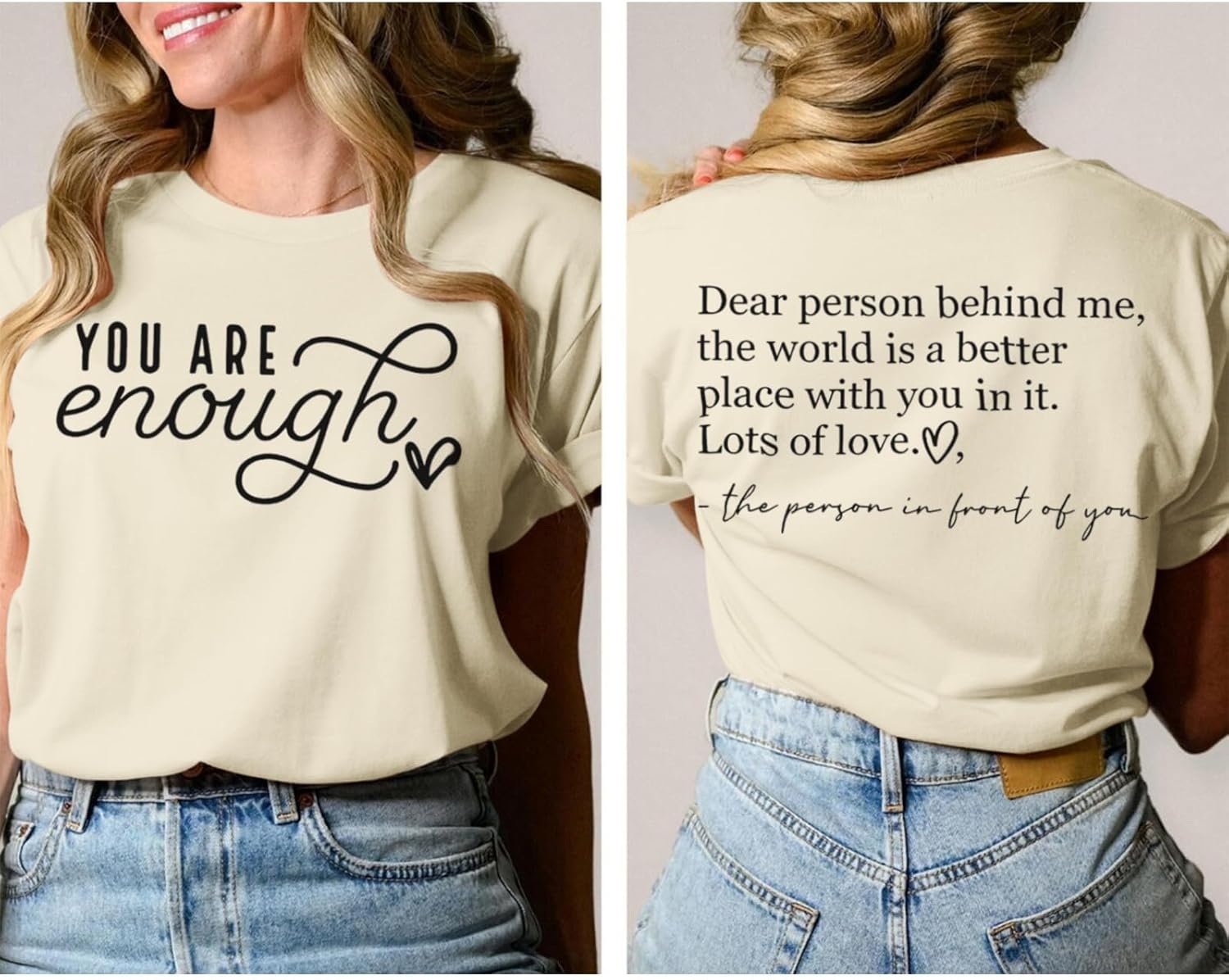 You are Enough Dear Person Behind Me Shirt Women Mental Health Matters Inspirational Tshirts Positive Tees Tops - Image 4