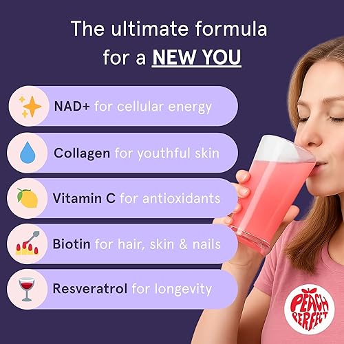 Miniatura 2 de Suplementos NAD para mujeres Polvo de colágeno liposomal NAD+, 500 mg de NAD, resveratrol, vitamina C y biotina Alternativa NMNH para un