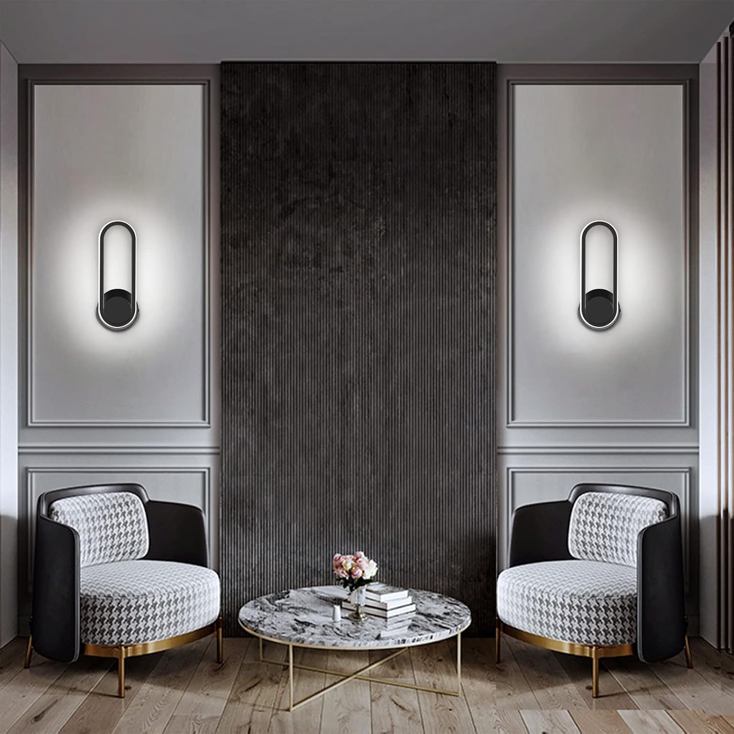 XEYOU 12W Modern Indoor Wall Sconce Rotatable 330° LED Black Wall Light Fixtures for Bedroom Living Room Hotel Hallway Aisle Corridor, Cool White 6000K