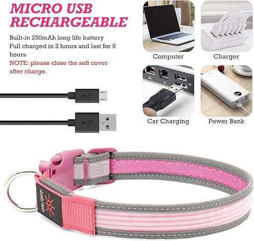 Miniatura 4 de YFbrite Collar de perro LED totalmente ajustable, collar de perro con luz completa iluminada, collar reflectante para perro que brilla en la