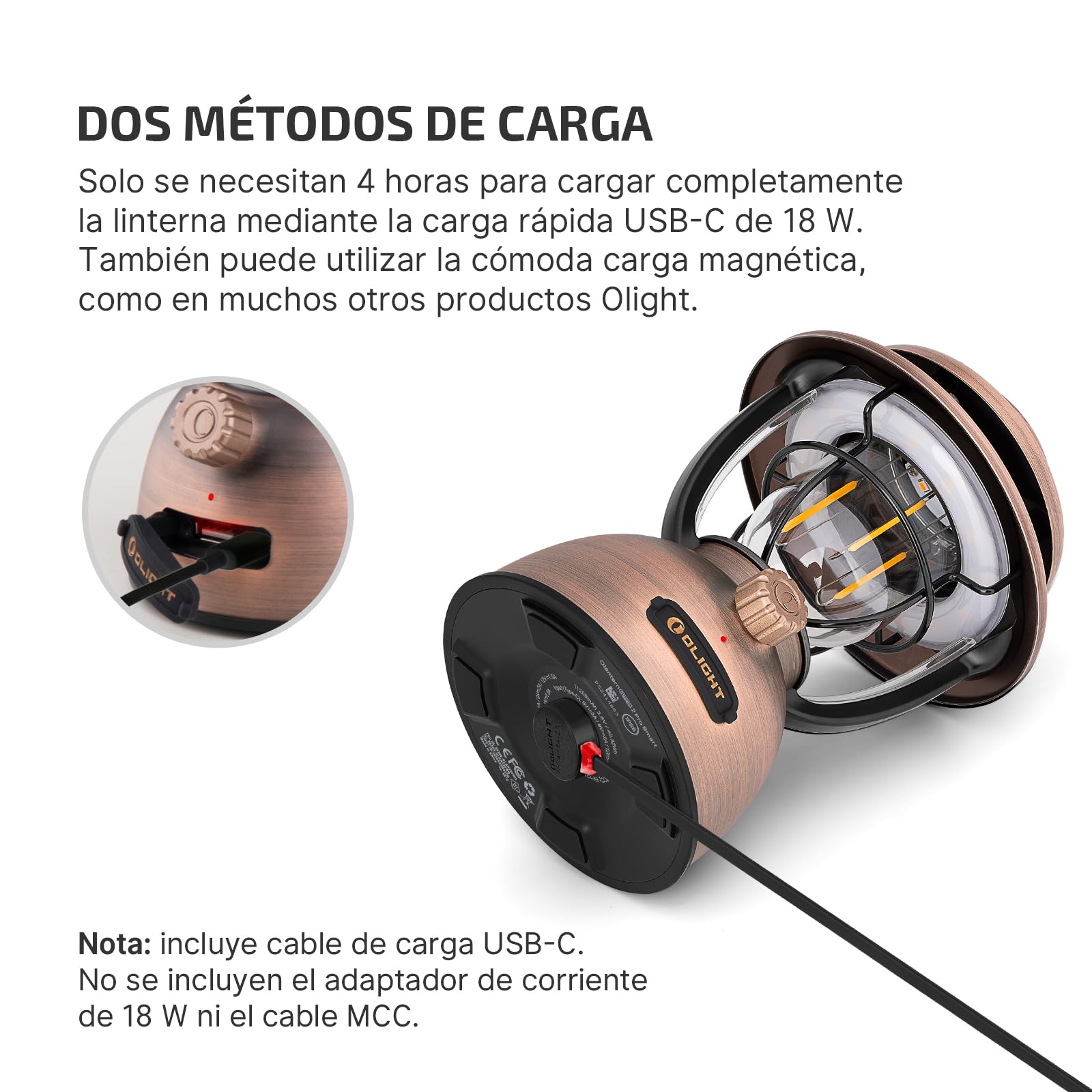 OLIGHT Olantern Classic 2 pro Smart Linterna Camping Recargable 300LM con Recargable por USB Impermeable IPX5 Lámpara de Emergencia 2 Modos de Iluminacion Farol para Trabajar y para Exteriores Camping