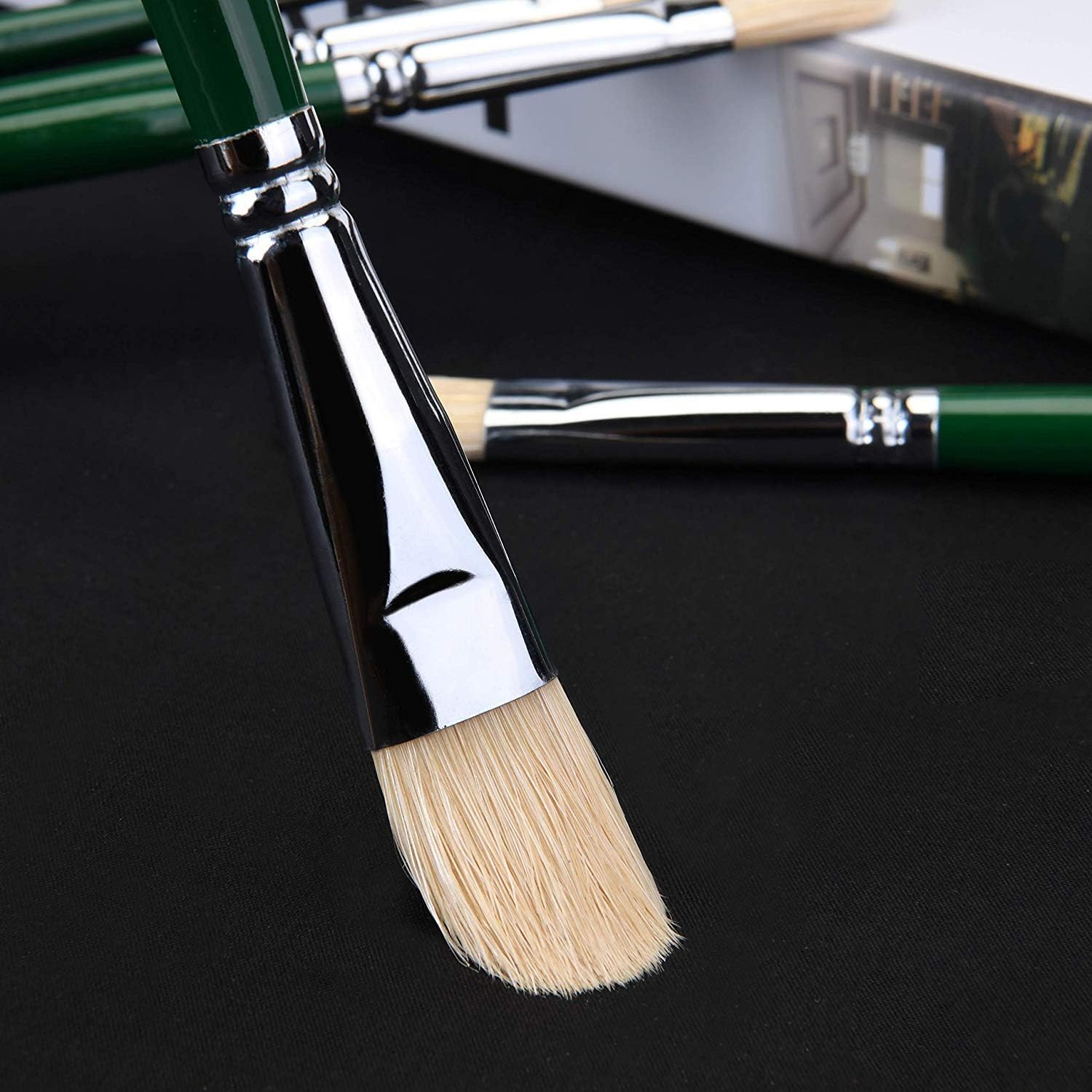 Oil Acrylic Watercolor Paint Brushes 100% Natural Chungking Hog Hair 6pc Filbert Paint brush Set