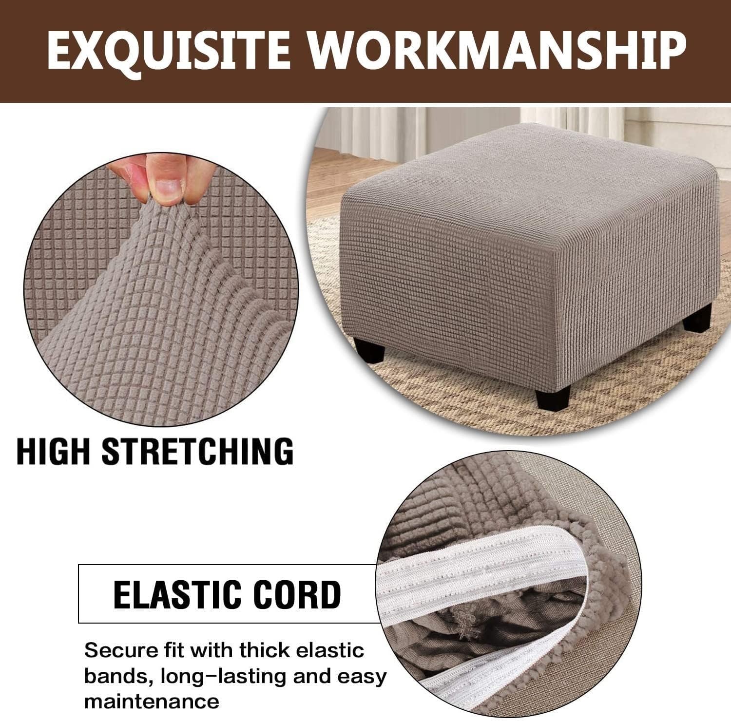 Uyeoco Housse Pour Repose/Housse De Pouf Tabouret Carrée Rangeent