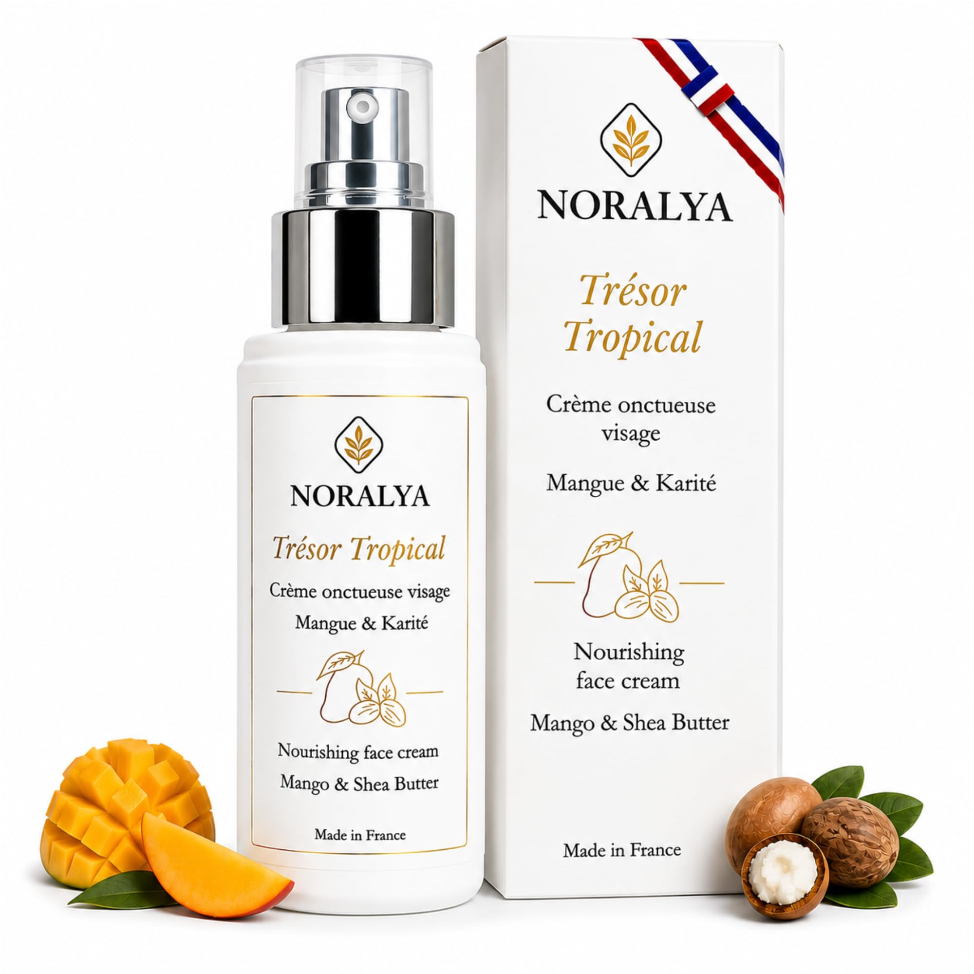 Crème Hydratante Visage Bio Karité & Mangue Vegan Made in France | Actifs bio - Nourrit et adoucit - Texture onctueuse non grasse - Confort durable - 99% Naturelle - 50 ml
