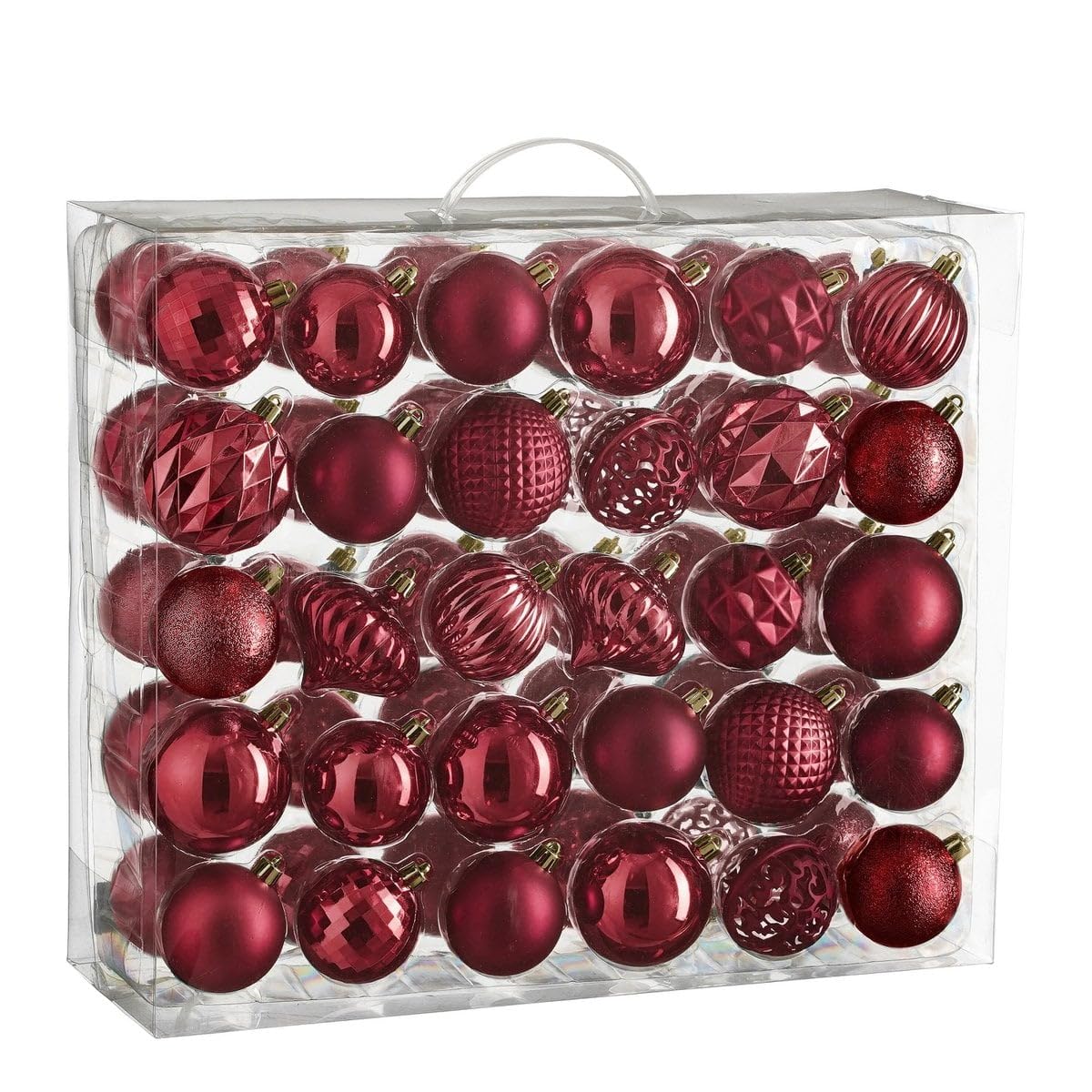 Weihnachtskugel Set Enthält Recyceltes Polystyrol, Unzerbrechlich, Weihnachtsbaum Dekoration, Christbaumschmuck, Für Kinder Haustiere, Dunkelrot, 60 Stück Ø7 cm