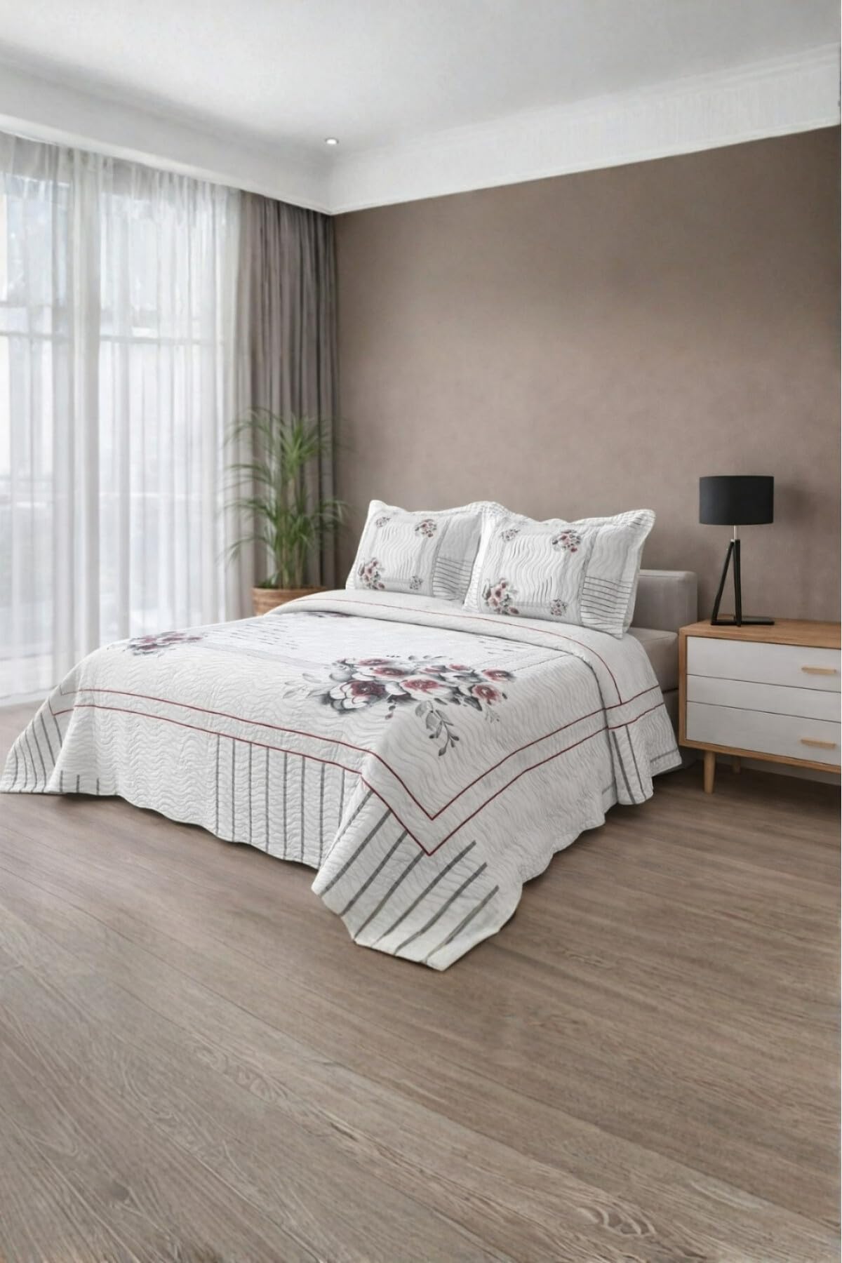 Örtüm Jasmin Çift Kişilik Kapitone Yatak Örtüsü Takımı, 250 x 260