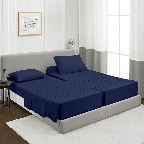 Miniatura 10 de MyGiza Sheets - Juego de sábanas de algodón Giza de primera calidad, tamaño split king, individual, matrimonial, king y queen, set de 4 unidades.