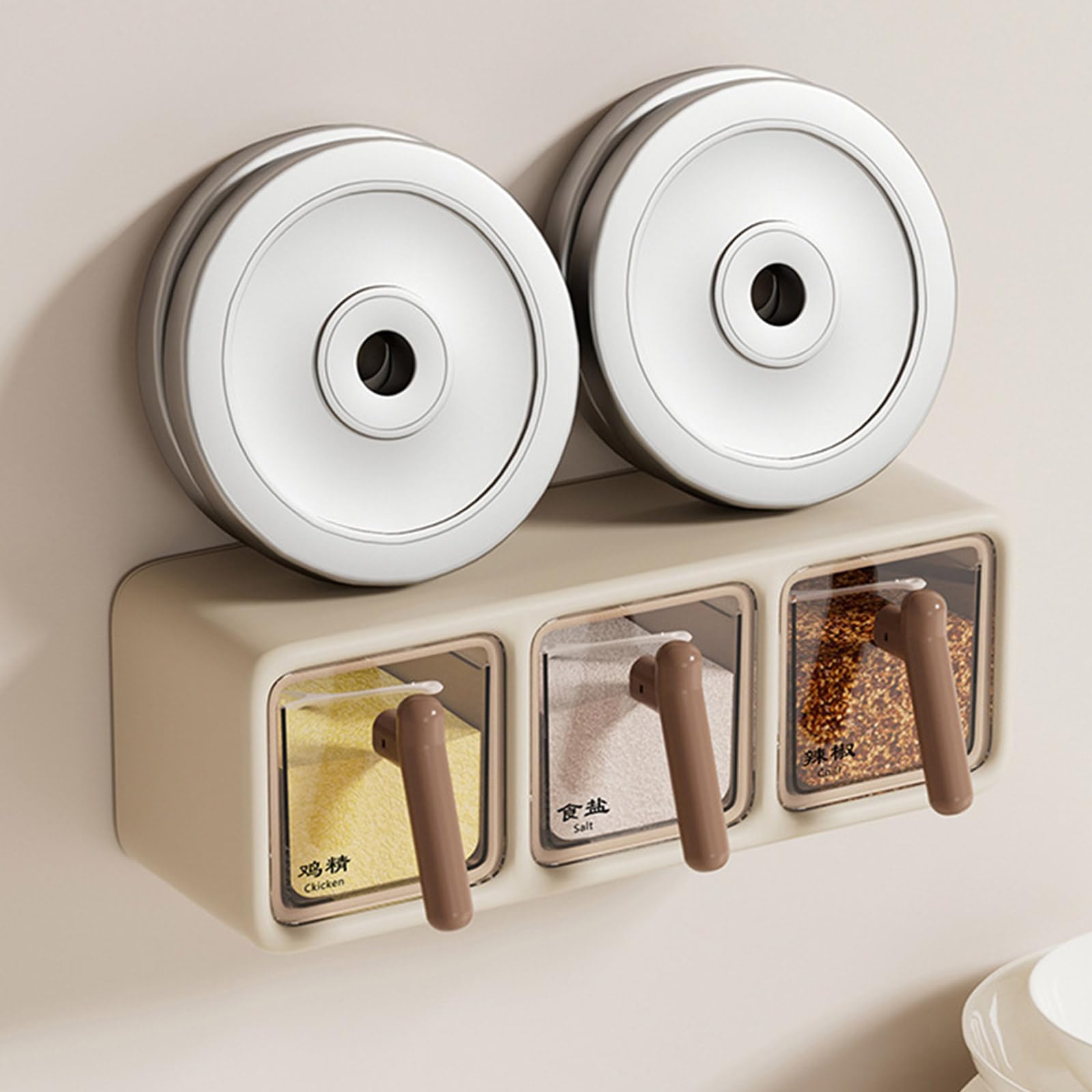 Dispenser per spezie da parete, robusto portaspezie da cucina con cucchiai per gli appassionati di cucina, perfetto per erbe aromatiche, condimenti e condimenti
