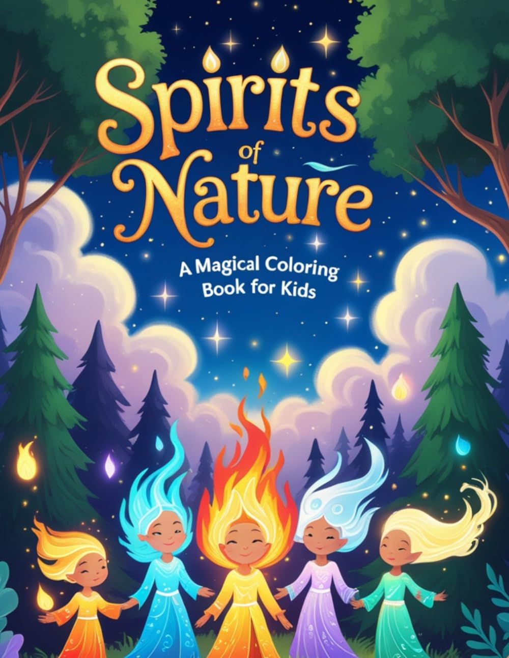 Spirits of Nature – A Magical Coloring Book for Kids: Discover 25 enchanting spirits of Earth, Sky, and Dreams to color and bring to life! (The Enchanted Realms Coloring Books Collection)