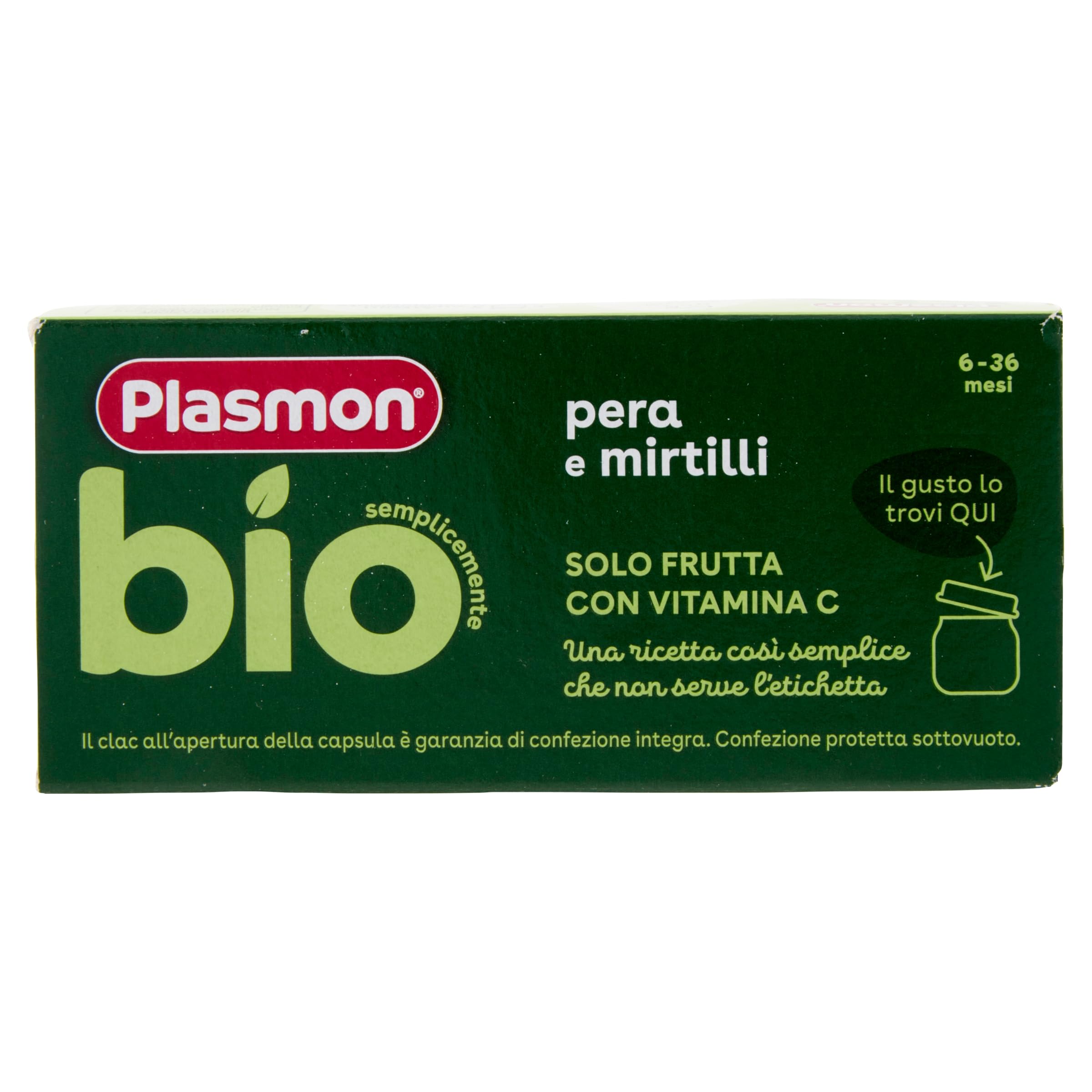 Plasmon BIO Omogeneizzato Pera Mirtilli 2X80g (12 Confezioni)