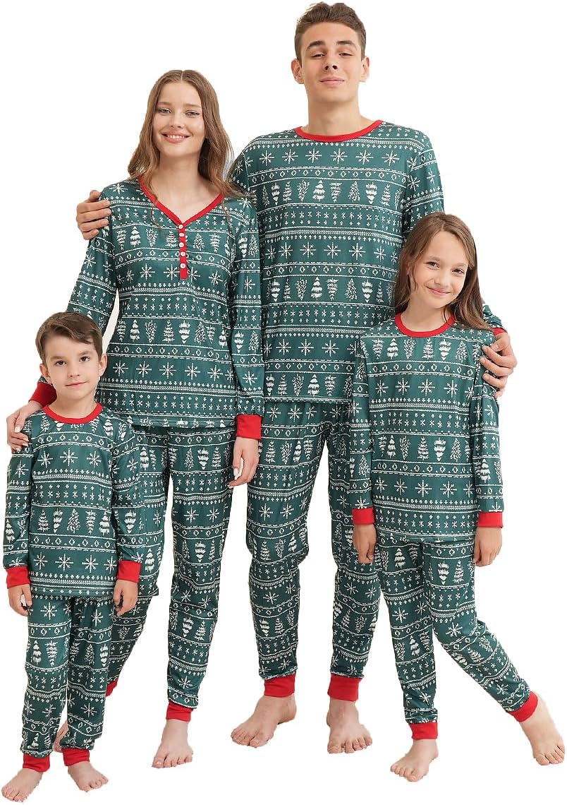 Family Matching Christmas Pajamas Set, Cute Elk Sleepwear for Boys Girls Dad Mum