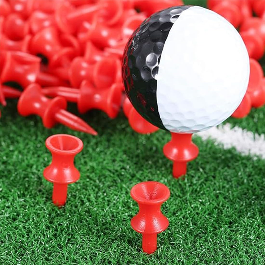 49Pcs Tees de Golf de Plástico, Golf Tees, Camisetas de Golf de Plástico, para Entrenamiento en Interiores y Exteriores de 25 mm/31 mm/37 mm/43mm/51 mm/59 mm/70 mm, para Profesional Accesorios