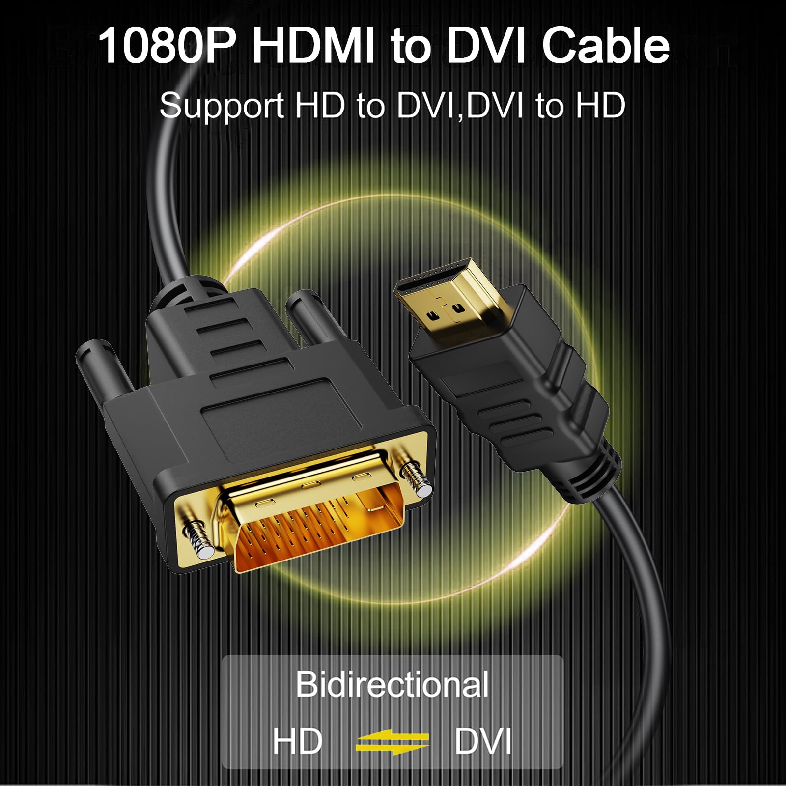 Ticenpe HDMI to DVI Adapter Cable 1 m, Bi-Directional DVI-D 24+1