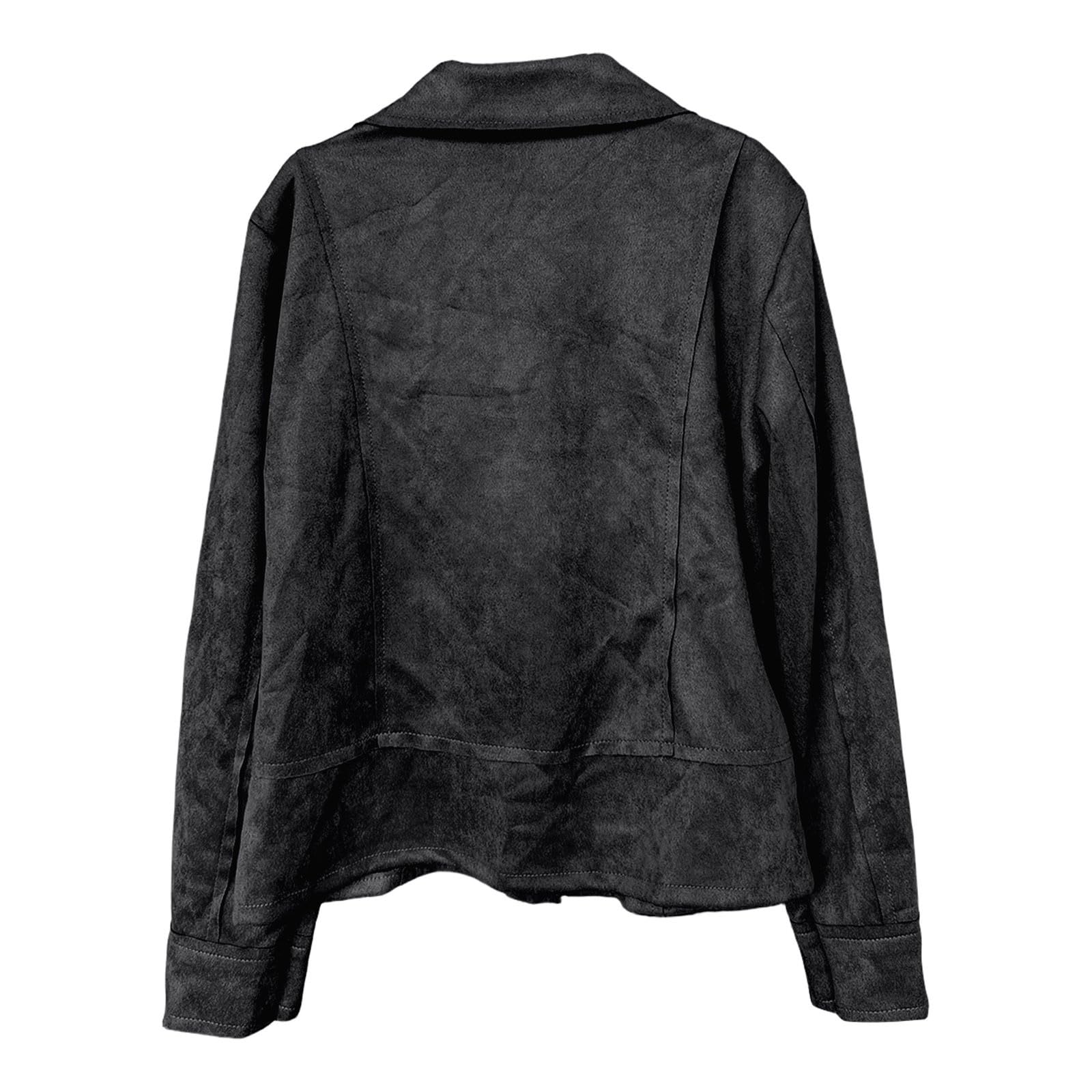 Chaqueta informal ajustada con cierre de cremallera y botones, ideal para otoño e invierno, sin marca.