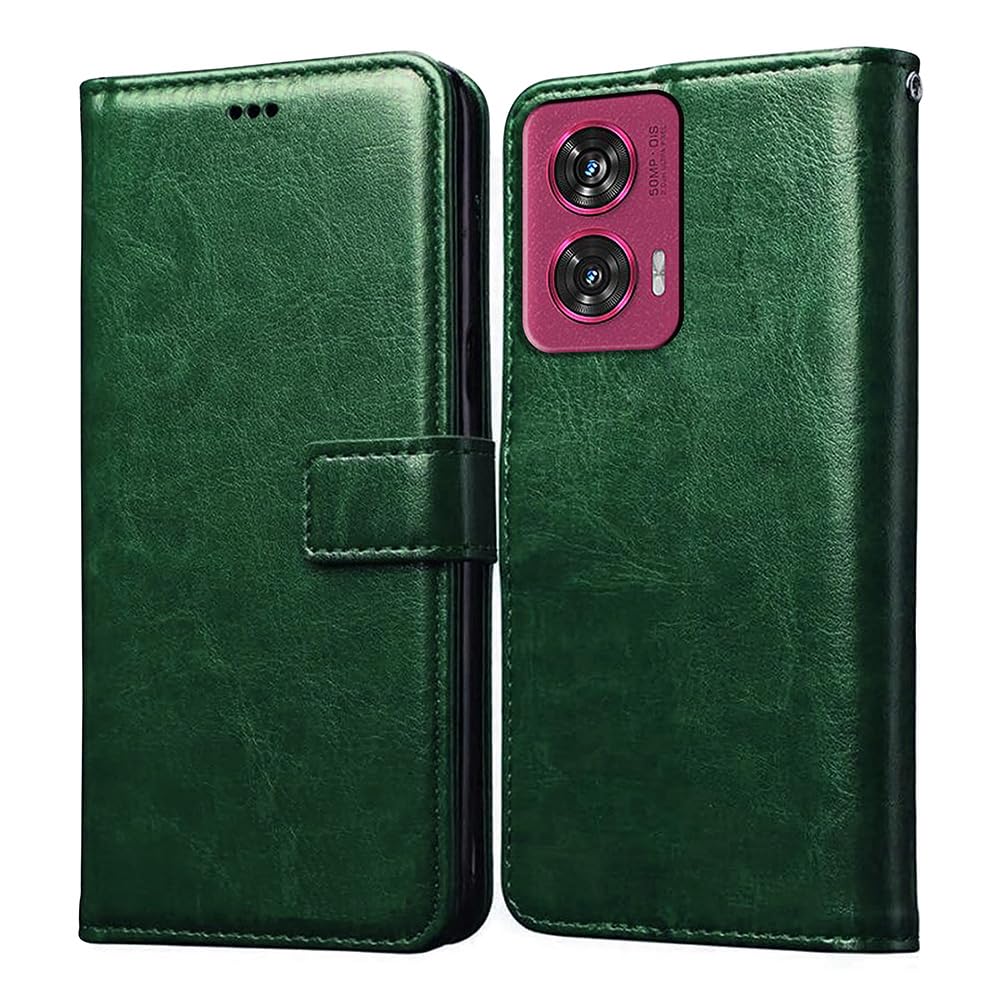 Amazon Brand- Solimo Flip for Motorola Edge 50 Fusion 5G (Leather_Green) (B0D572ZG9Q) Amazon Price History, Amazon Price Tracker