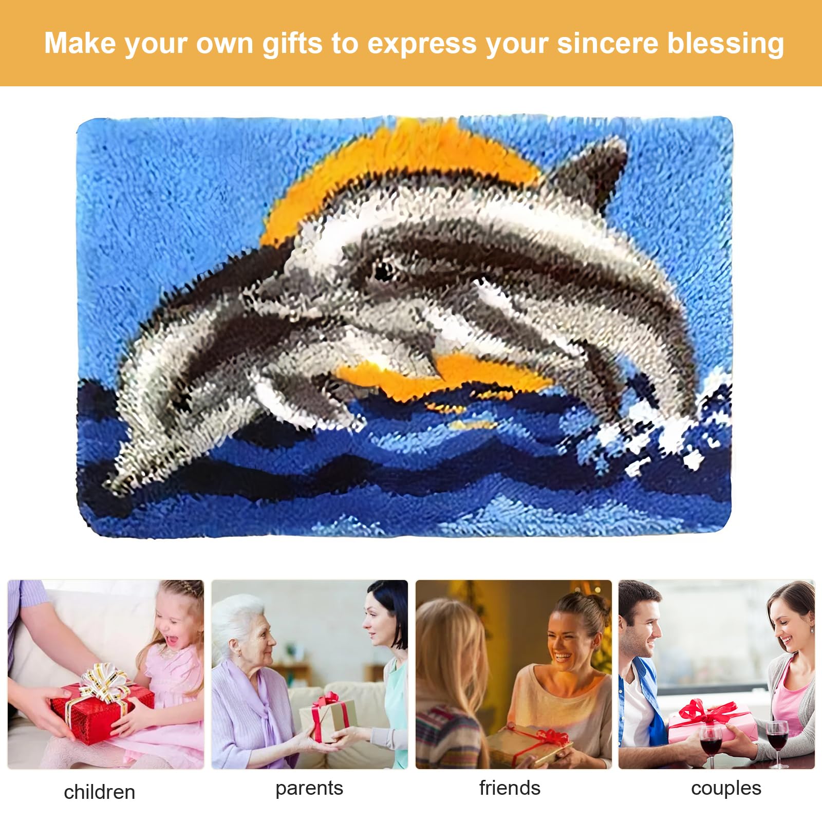 Kit De Tapis à Nouer Soi-Même 50x38cm - Kit Crochet Point De Croix Loup - Bricolage Créatif Pour Adultes Et Enfants
